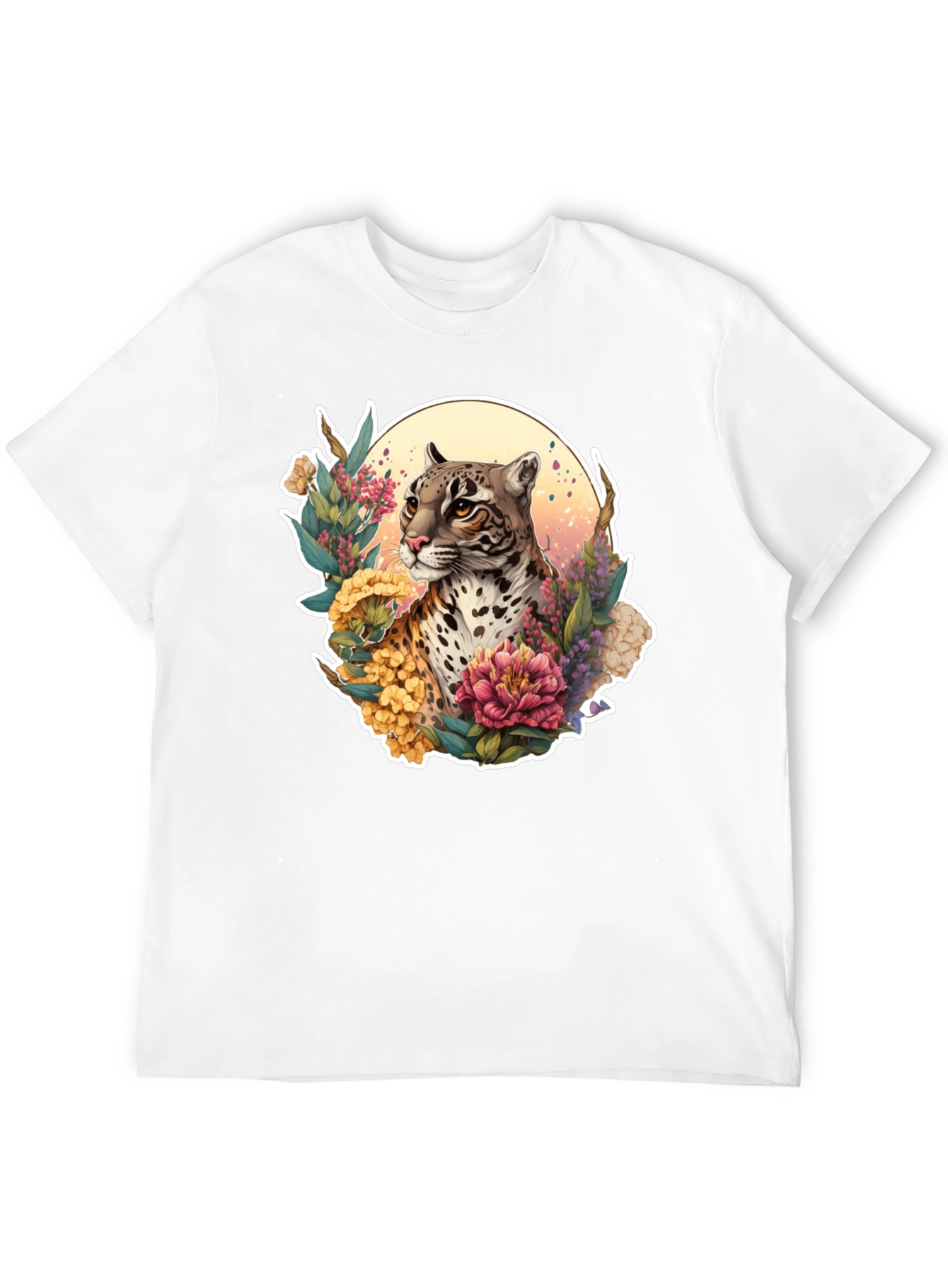 Black Ocelot Floral T-Shirt - Nature Inspired Design view 12