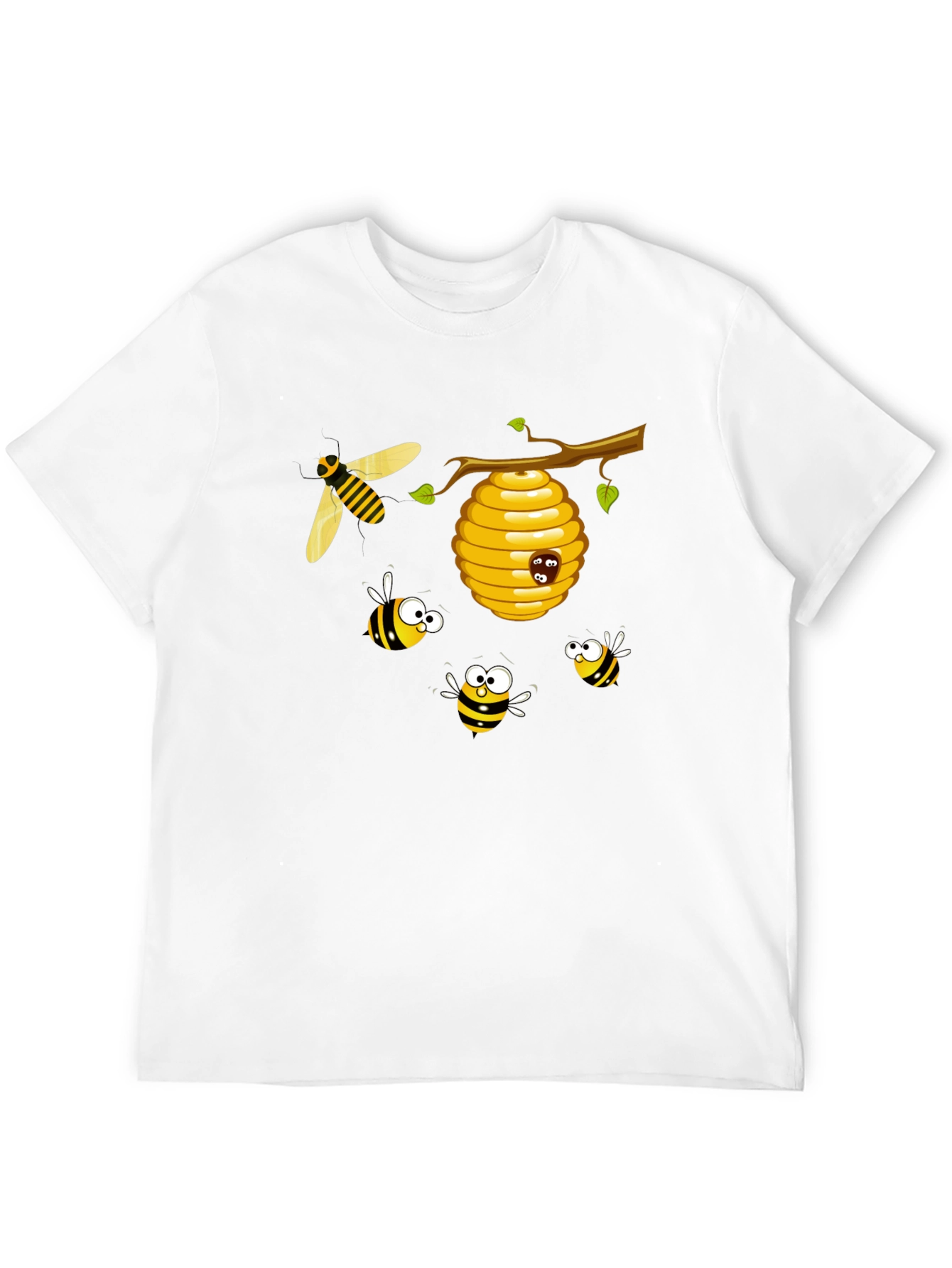 Black Cartoon Bees T-Shirt - Black Cotton Tee view 12