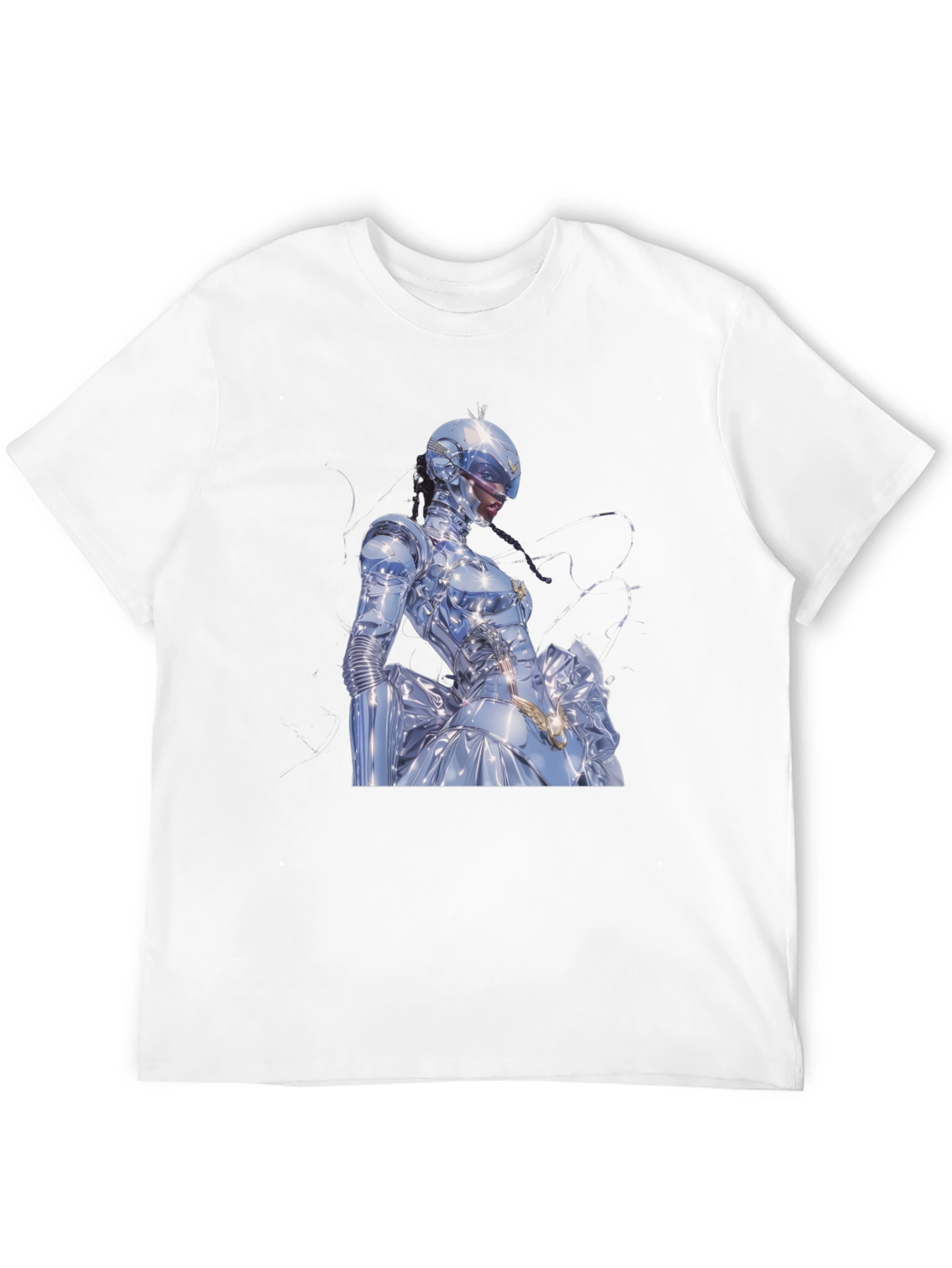 Black Futuristic Robot Woman T-Shirt view 12