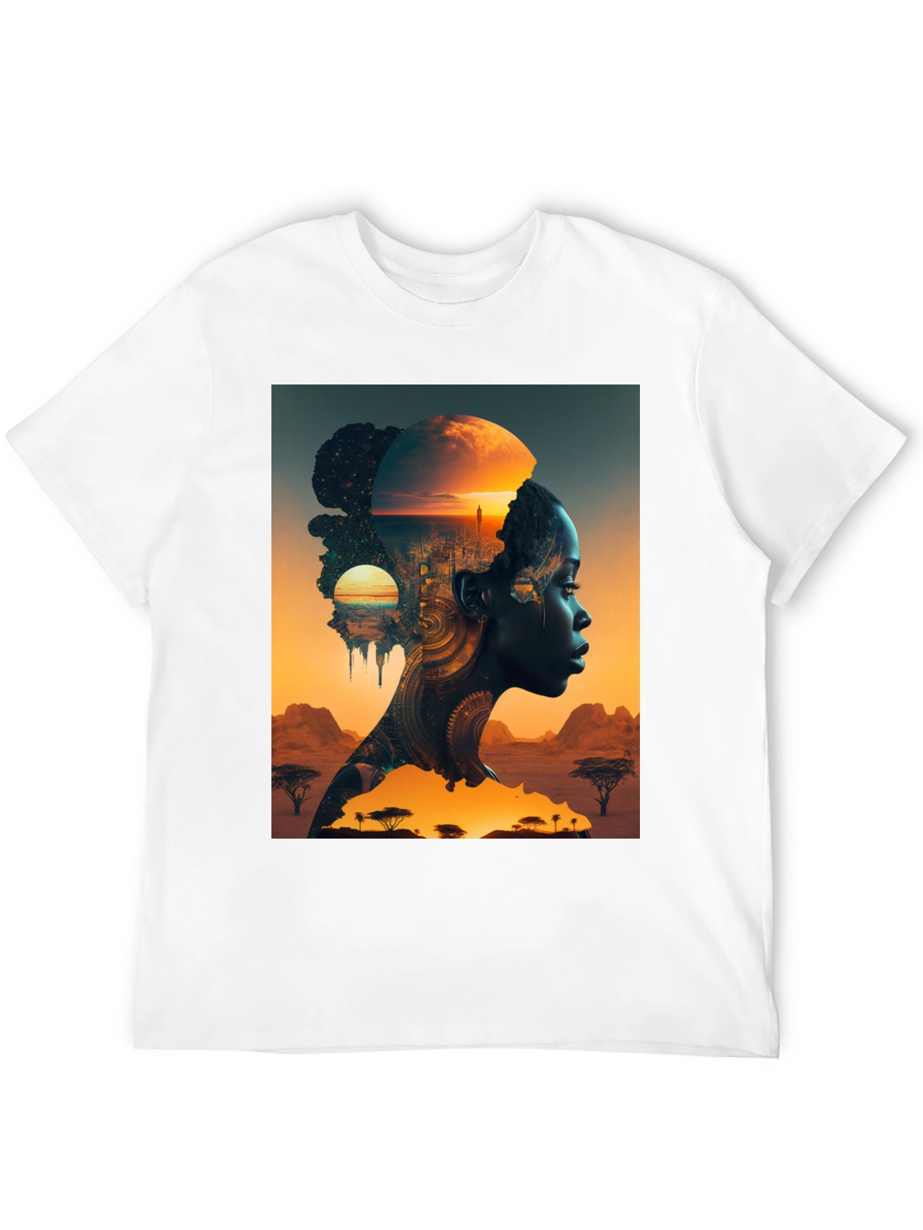 Black African Sunset Graphic T-Shirt view 12