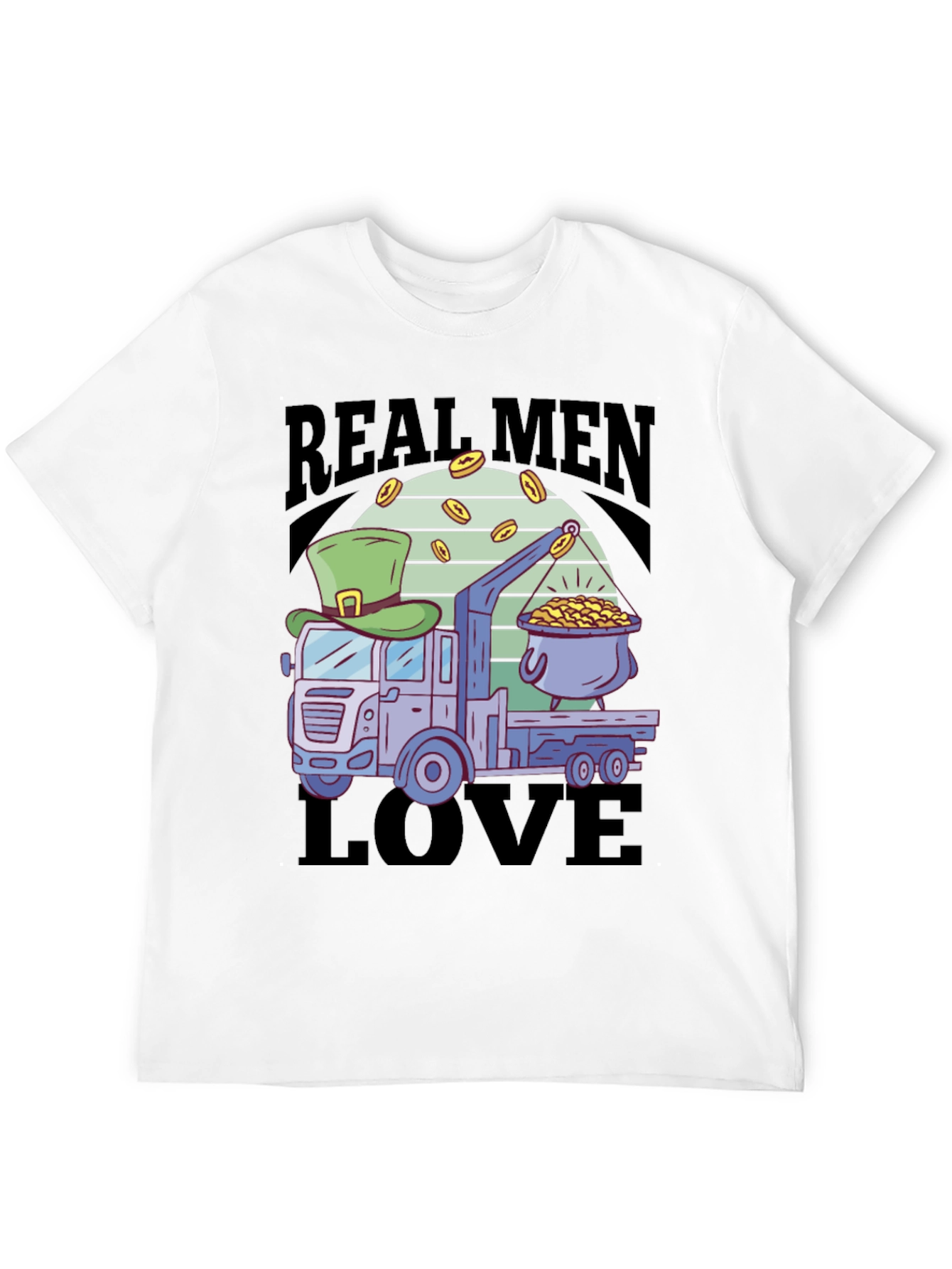 Black Real Men Love Trucks St. Patrick's Day T-Shirt view 12