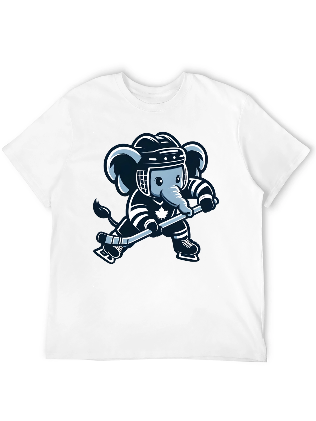 Black Hockey Elephant Graphic Tee - Black Cotton T-Shirt view 12
