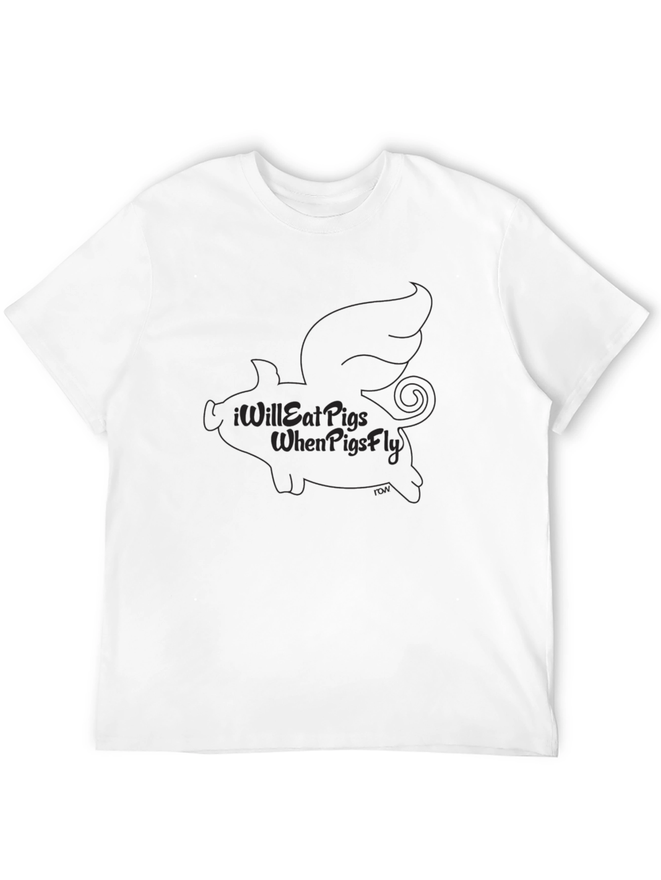 Black Funny "I Will Eat Pigs When Pigs Fly" Graphic Tee view 12