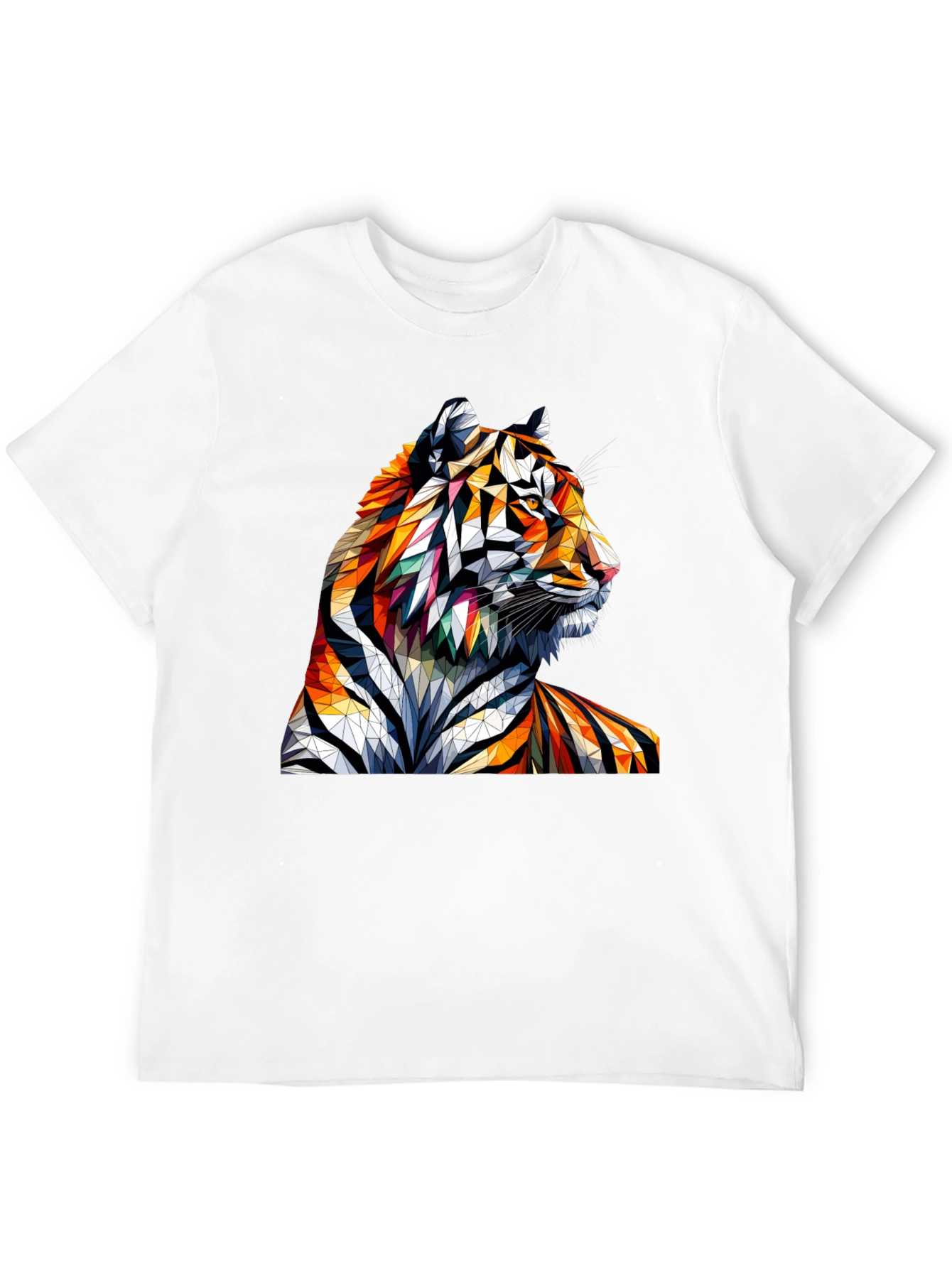 Black Geometric Tiger Graphic Tee - Unique Animal Art Shirt view 12