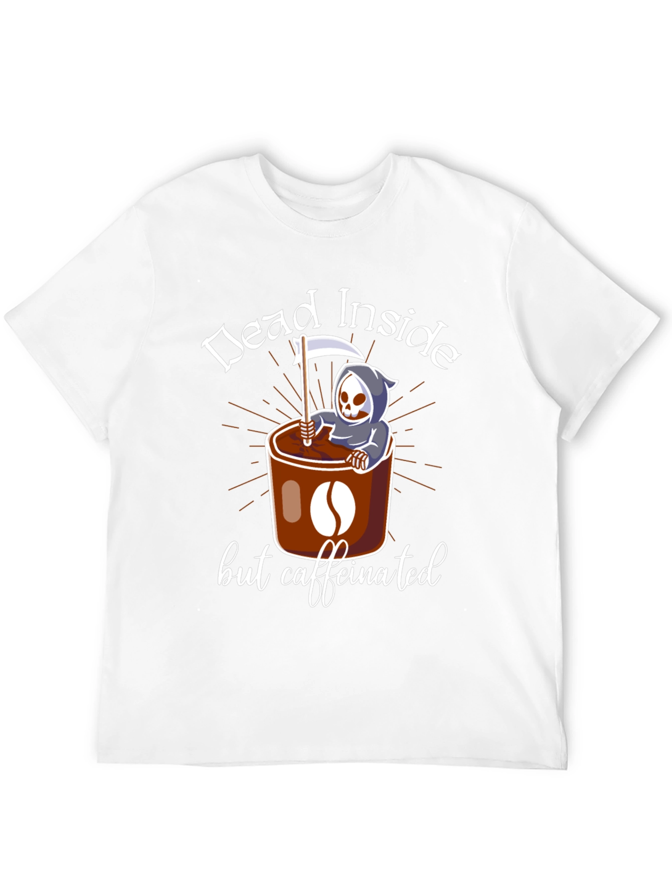 Black Dead Inside But Caffeinated T-Shirt view 12