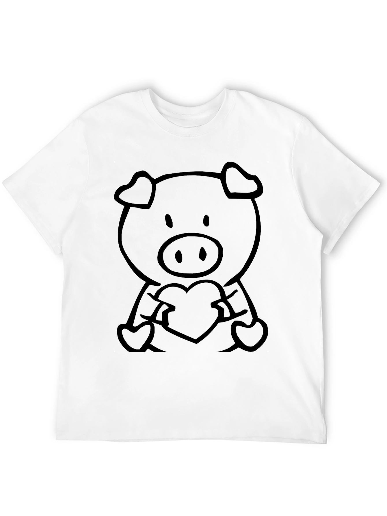 Black Cute Pig Heart T-Shirt - Soft Cotton Blend view 12