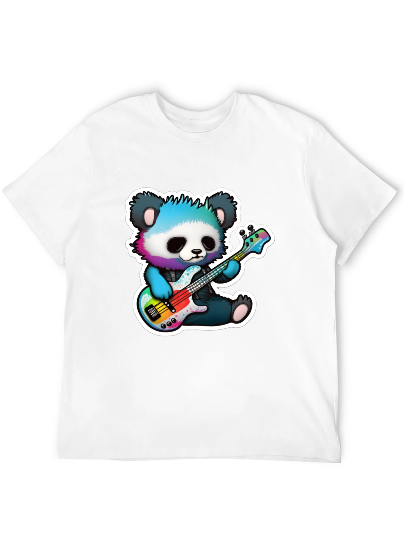 Black Panda Guitarist Graphic Tee - Cool Bear Musician Shirt view 12