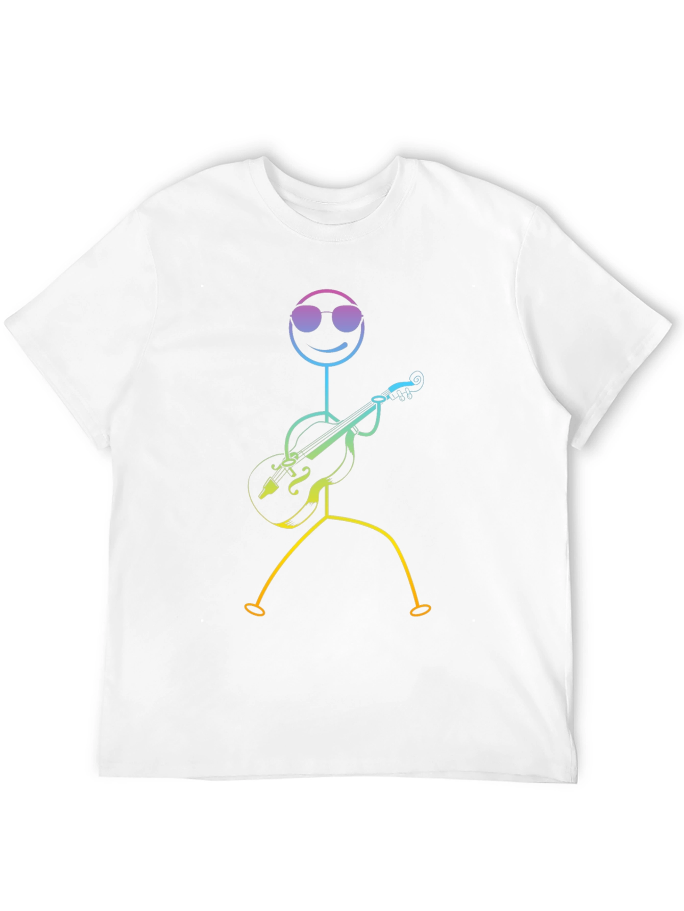 Black Cool Stick Figure Musician Black T-Shirt view 12