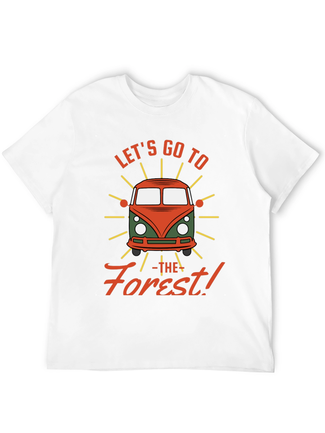 Black Let's Go to the Forest Retro Camper Van Graphic Tee view 12