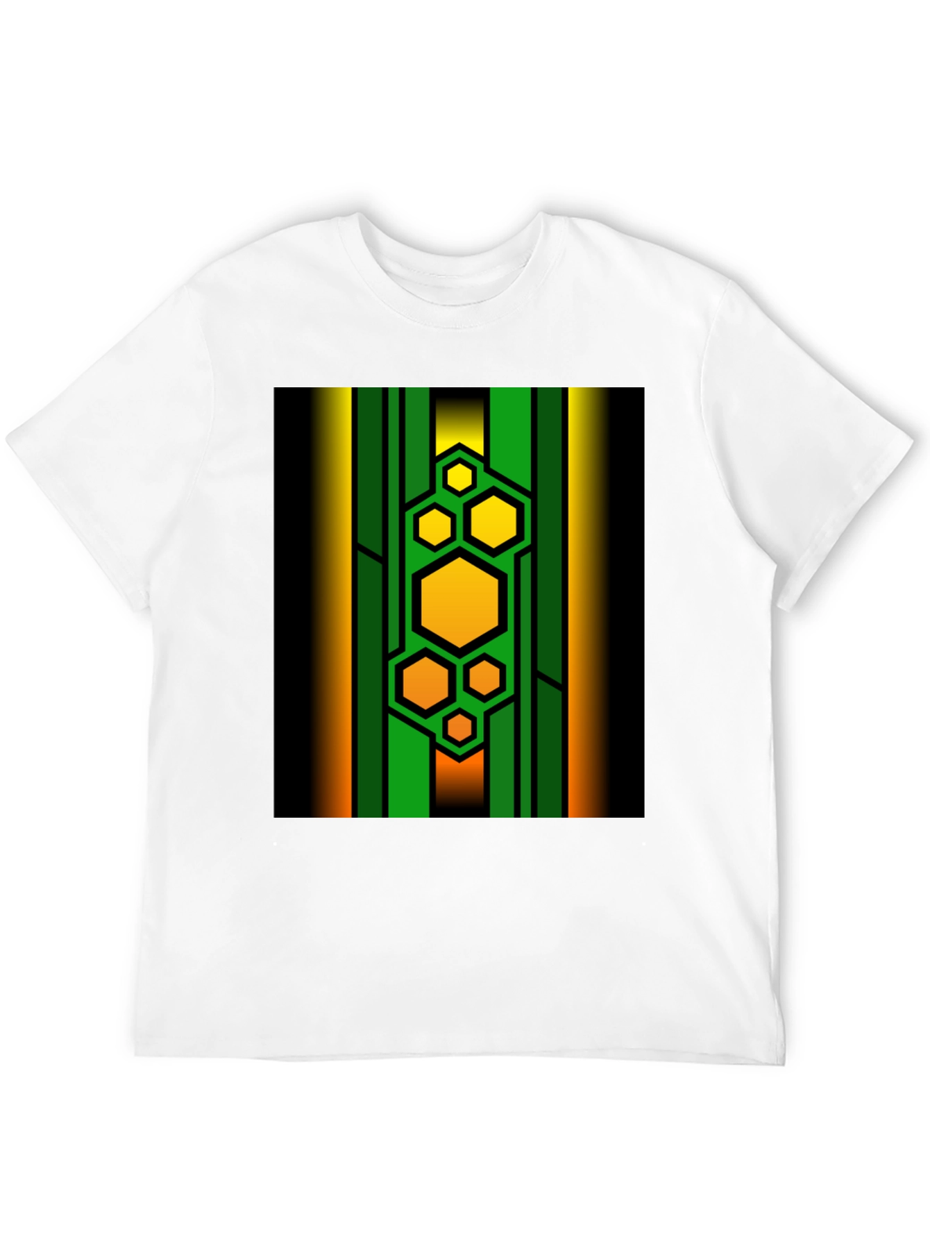 Black Geometric Hexagon Pattern T-Shirt view 12