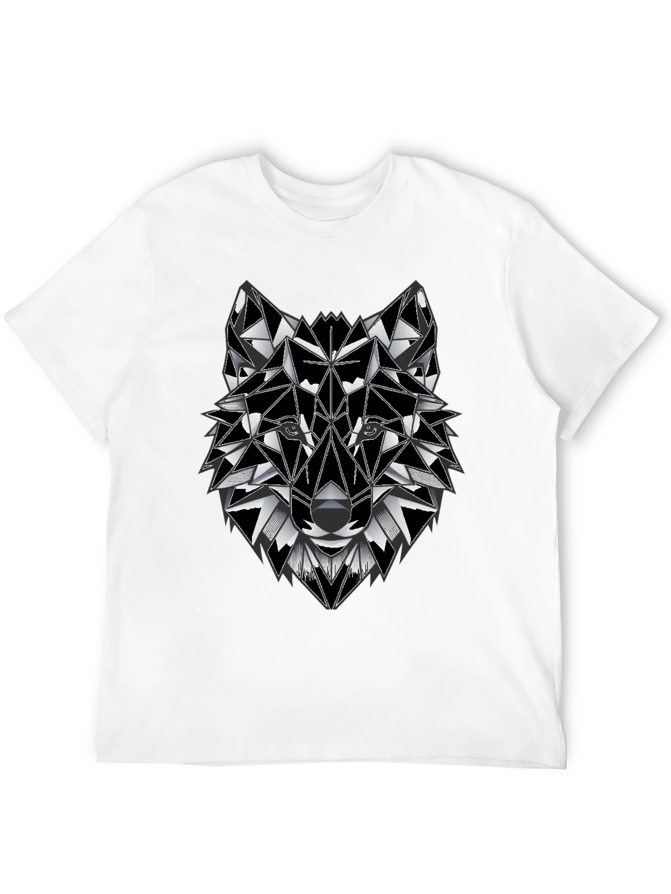 Black Geometric Wolf Graphic Tee - Stylish Men's T-Shirt view 12
