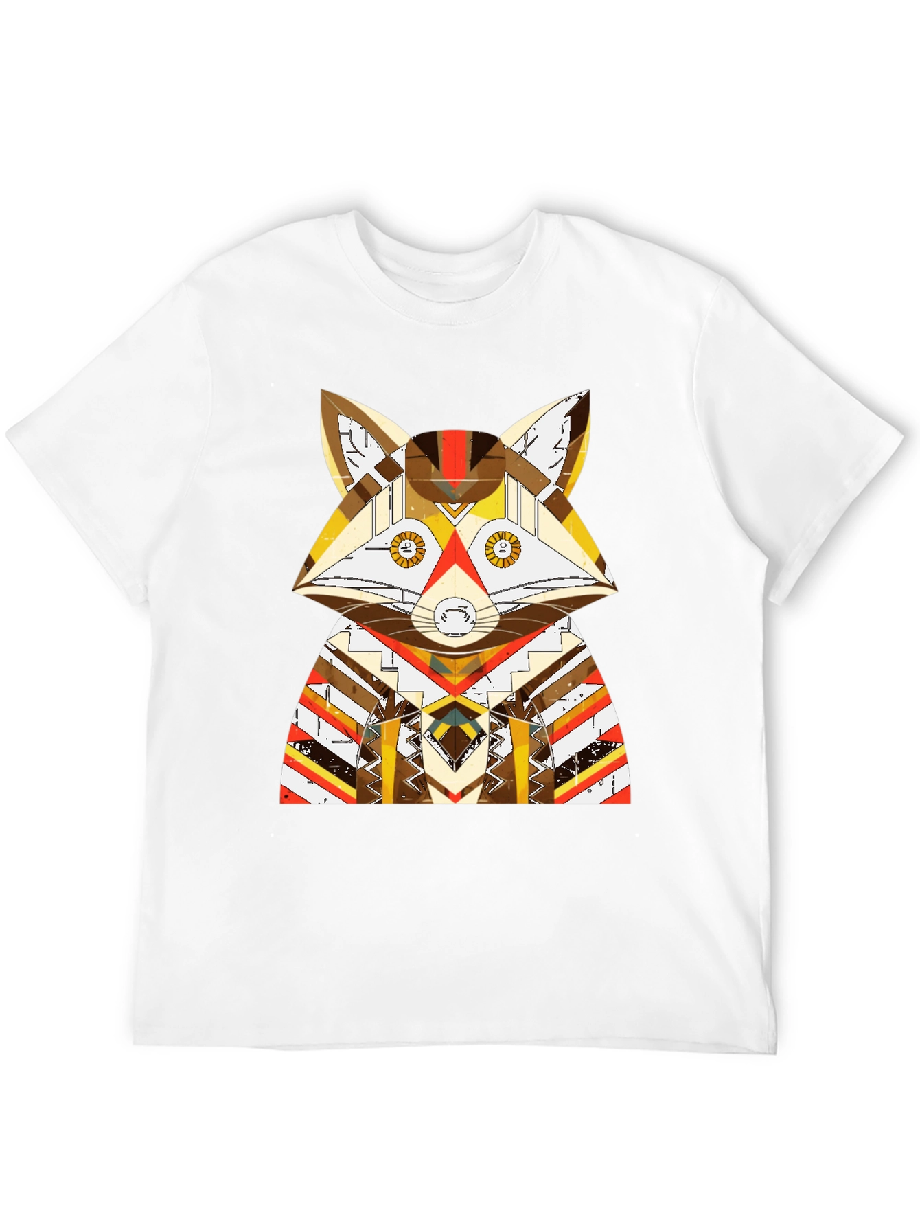 Black Geometric Fox Graphic Black T-Shirt view 12