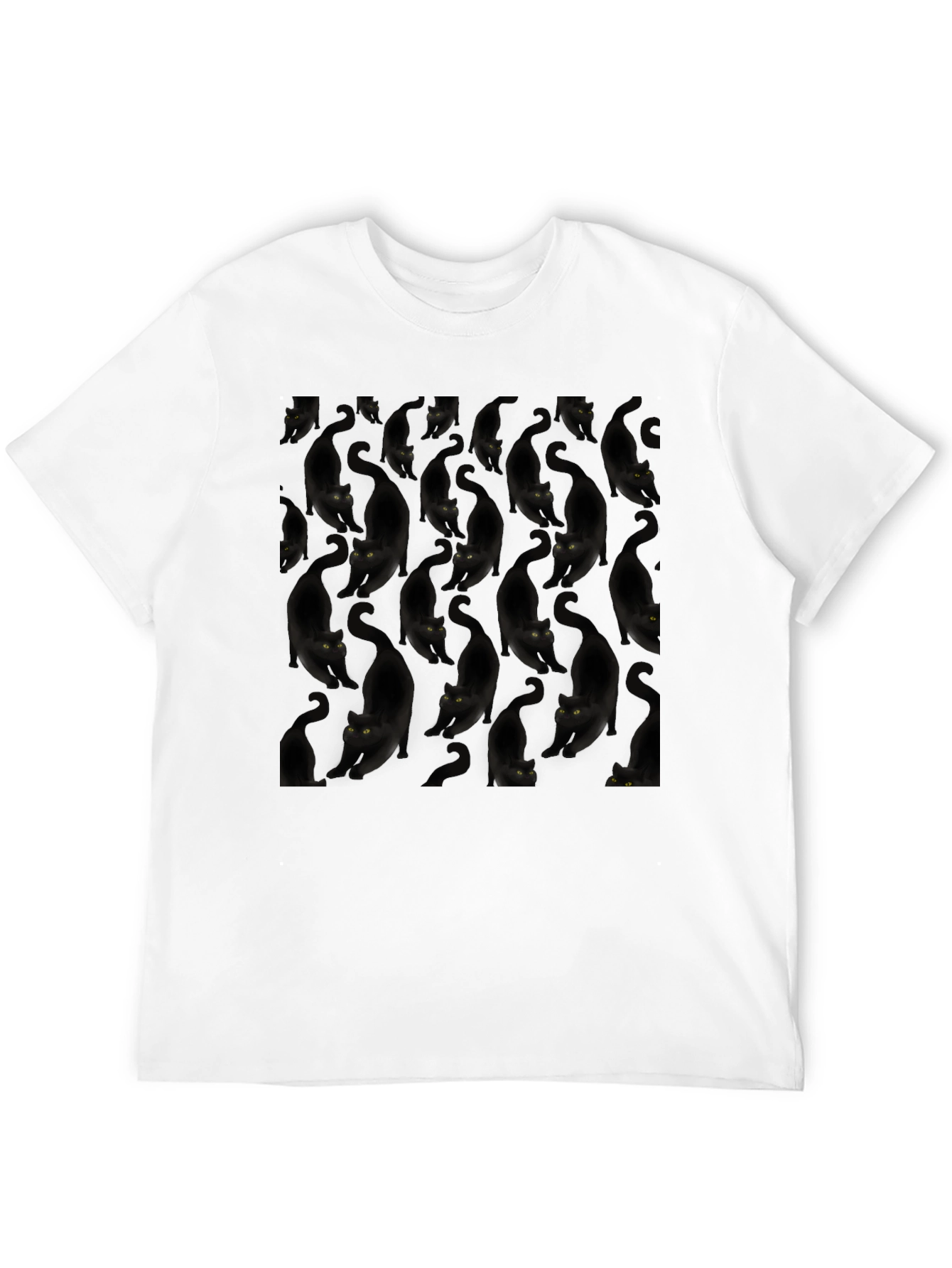 Black Black Cat Pattern Tee - Unique & Stylish view 12