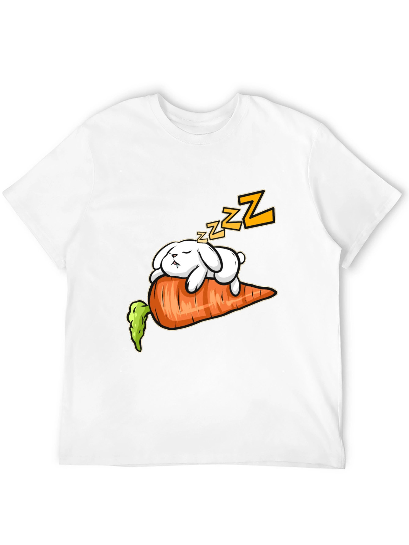Black Sleeping Bunny on Carrot Graphic Tee view 12