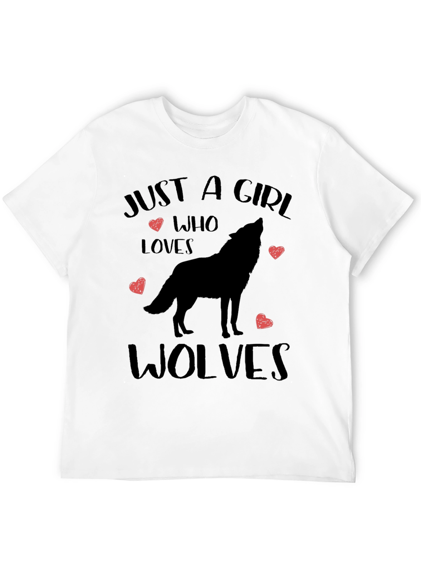 Black Just a Girl Who Loves Wolves T-Shirt view 12