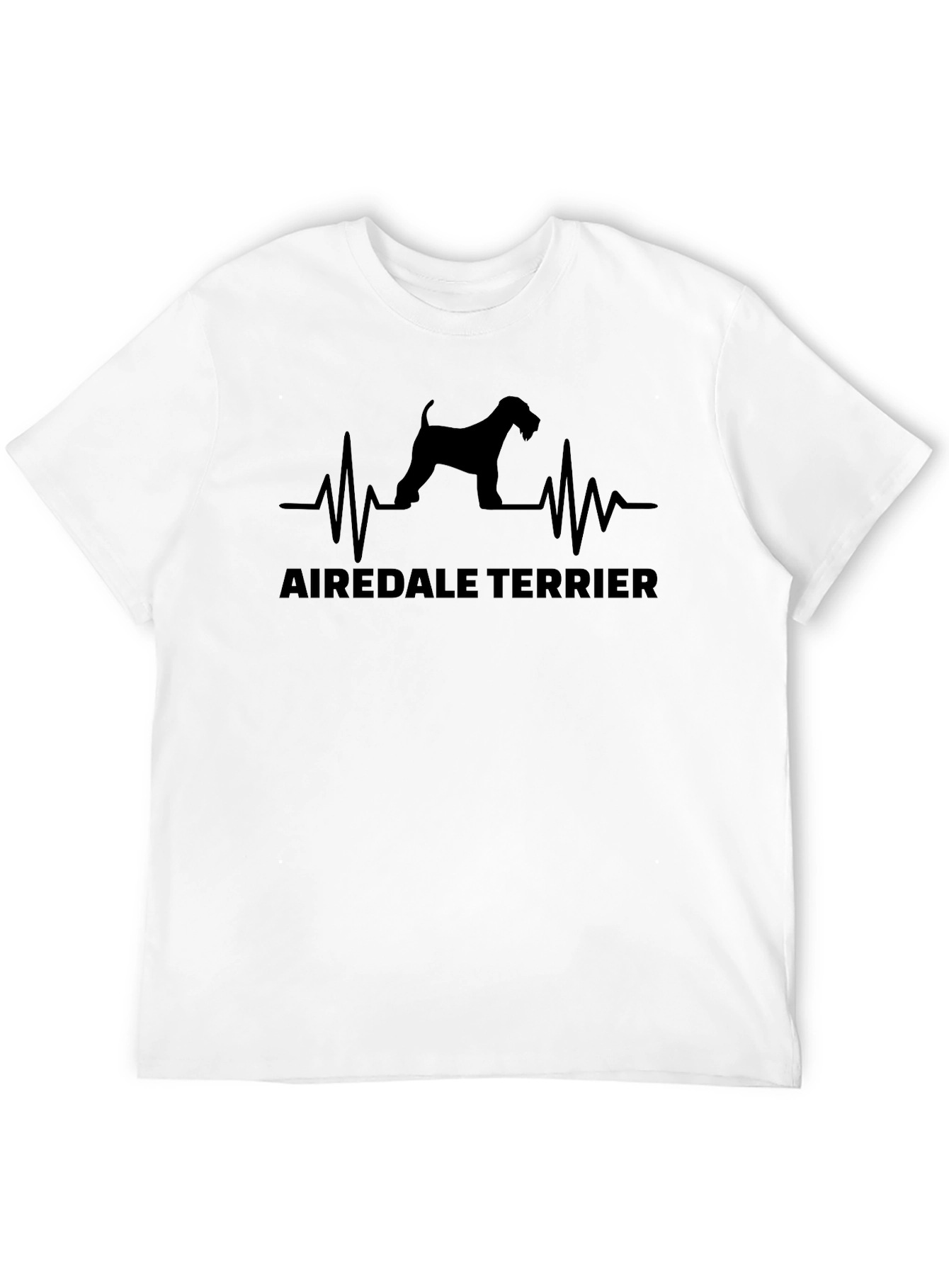 Black Airedale Terrier Heartbeat Graphic T-Shirt view 12