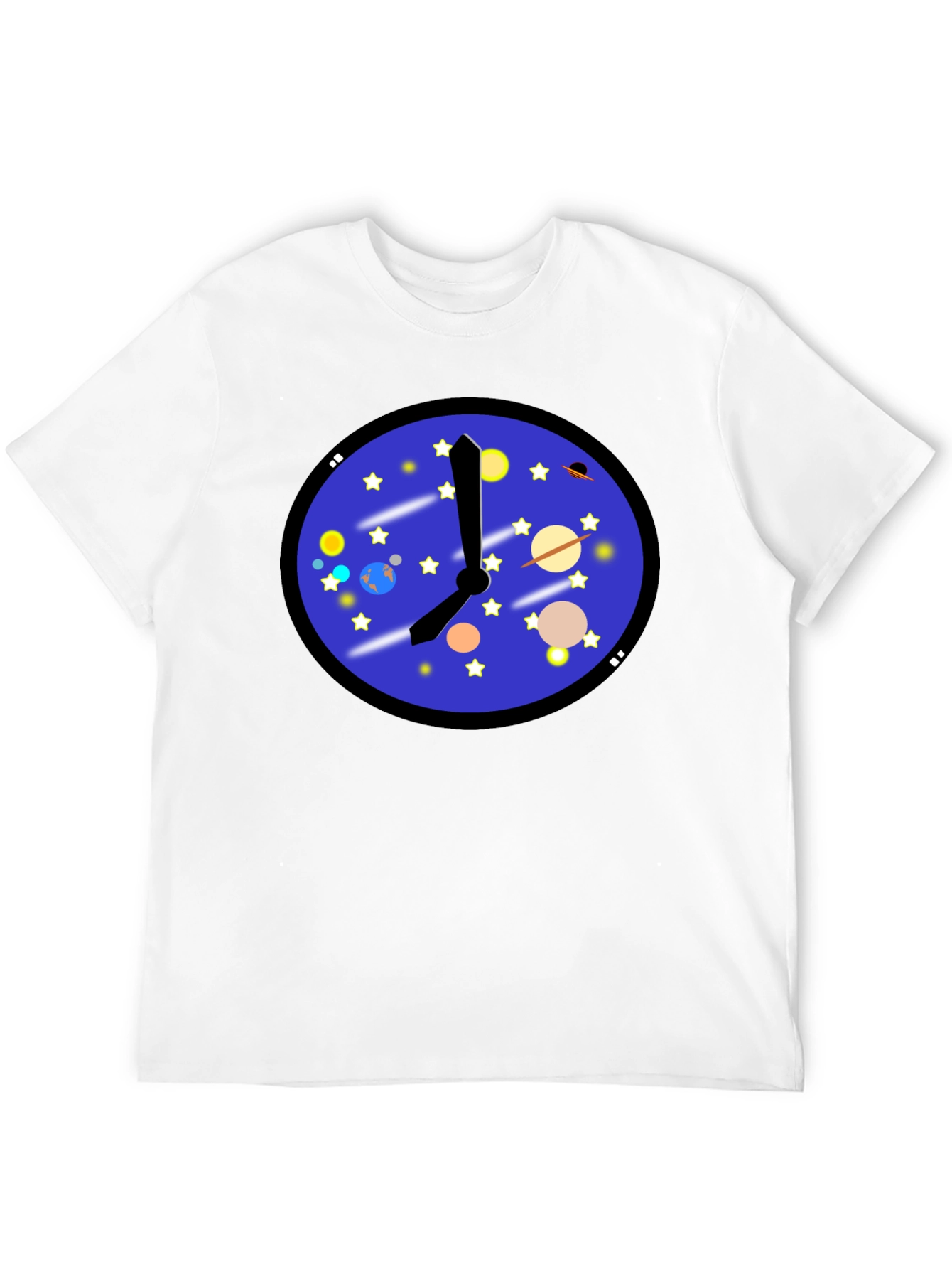 Black Space Time T-Shirt - Galaxy Clock Design view 12