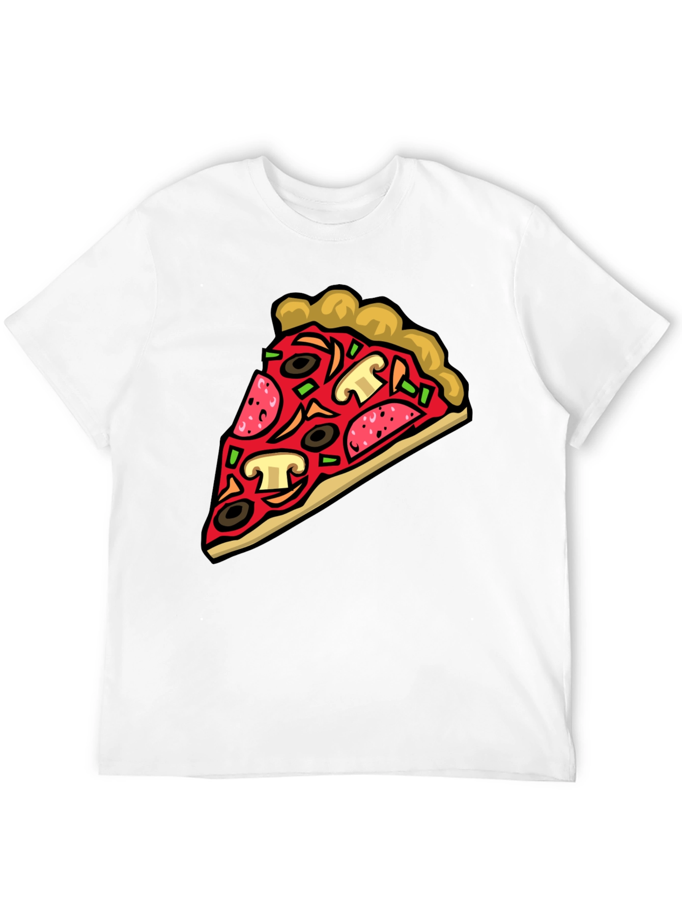 Black Pizza Slice Graphic Tee - Black Crew Neck view 12