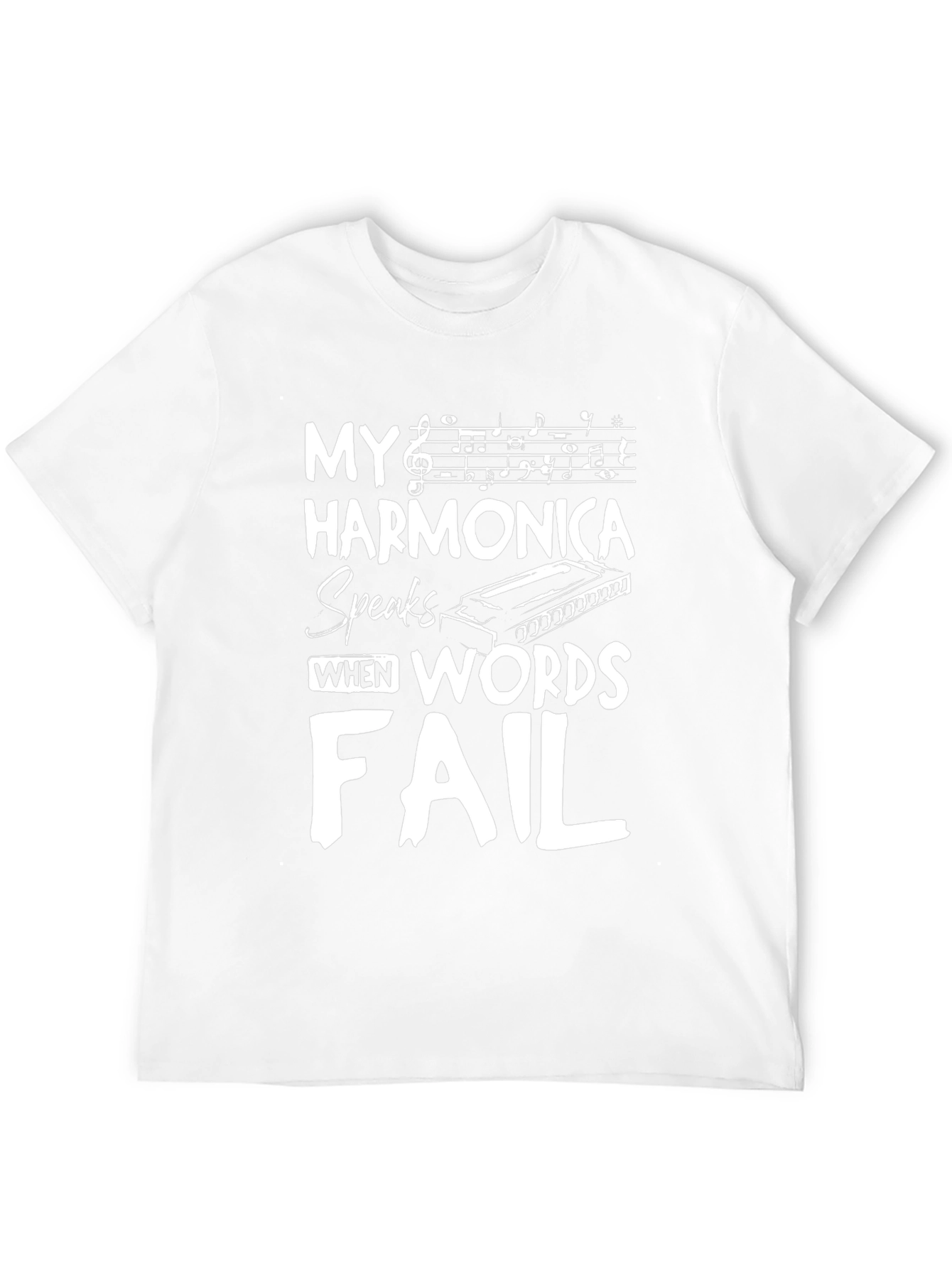 Black Harmonica Speaks T-Shirt - Music Lover Tee view 12