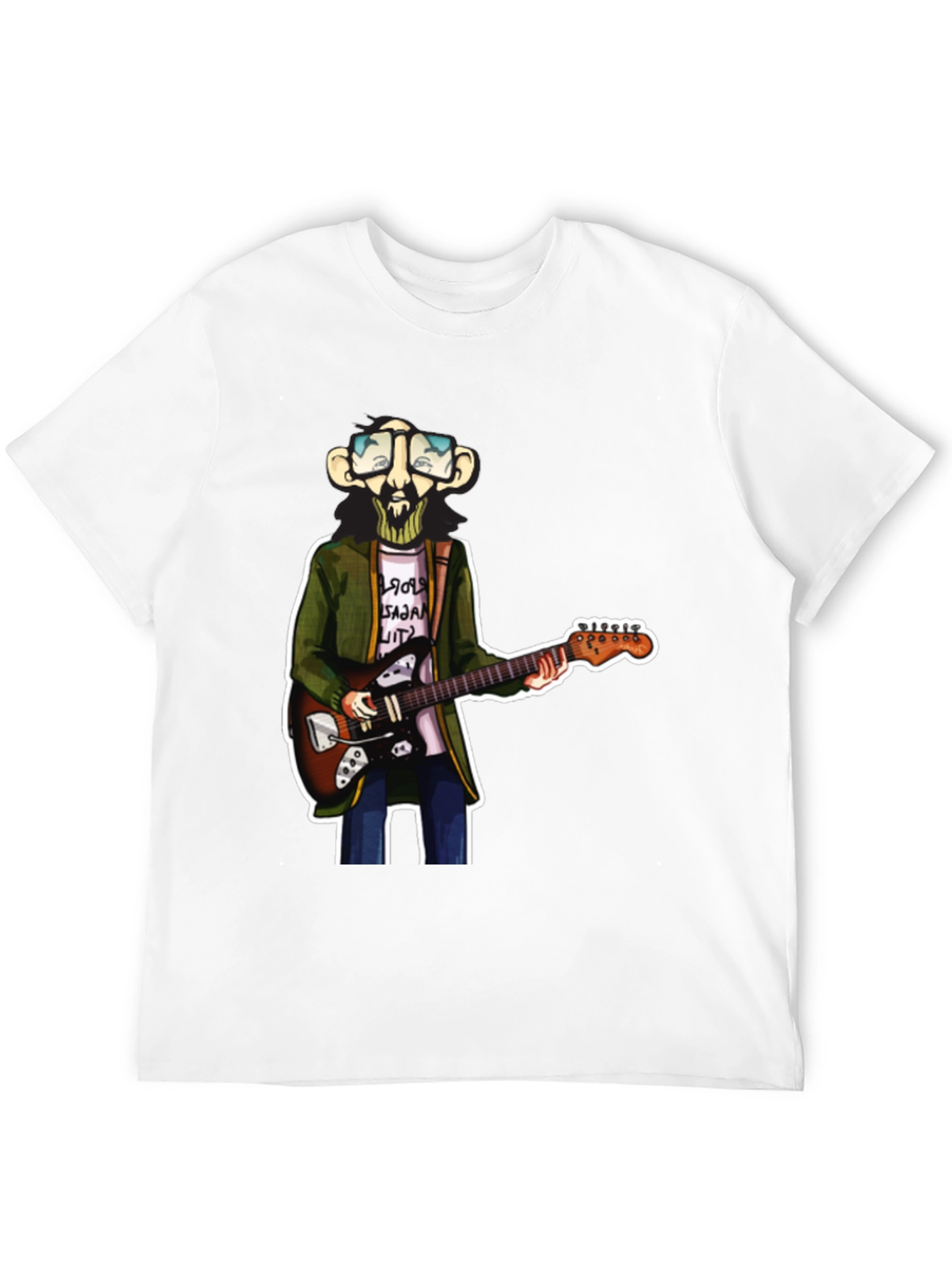 Black Cartoon Guitar Player Graphic Tee view 12