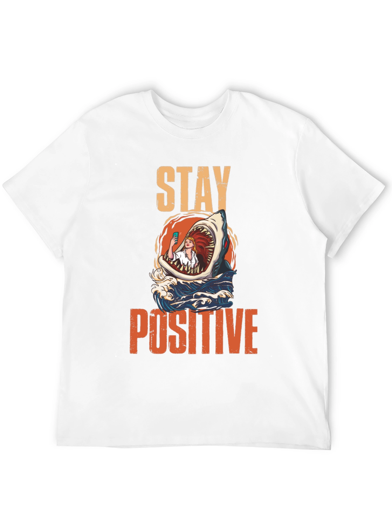 Black Stay Positive Shark Selfie Graphic Tee view 12