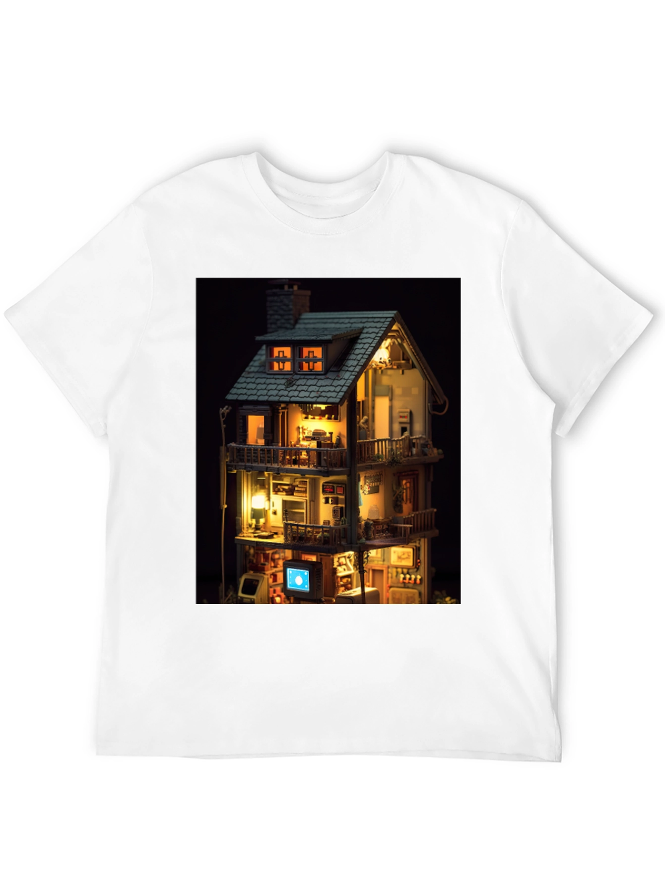 Black Architectural Dollhouse Graphic Tee - Unique Design view 12