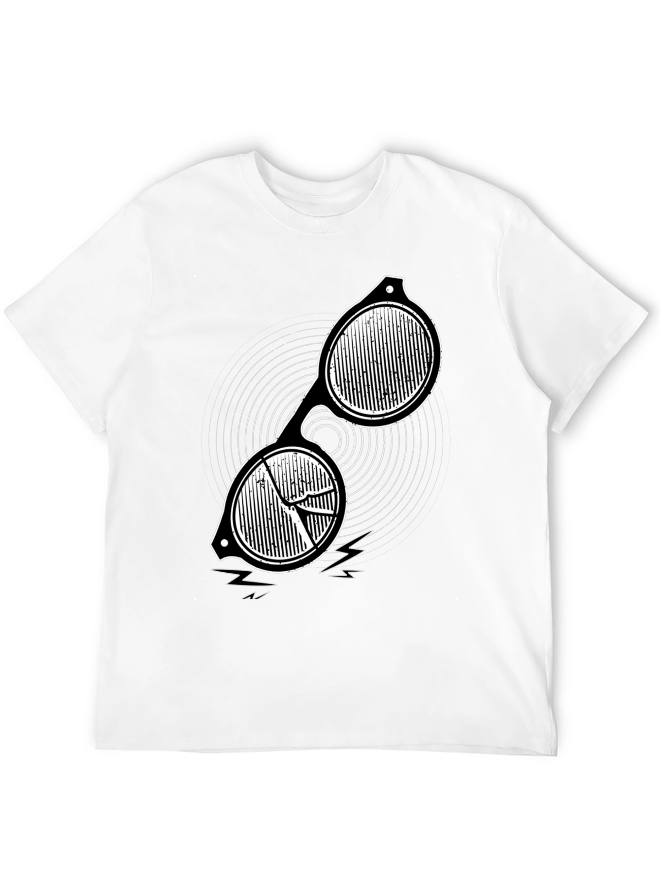 Black Men's Black Graphic Tee - Retro Sunglasses Design view 12