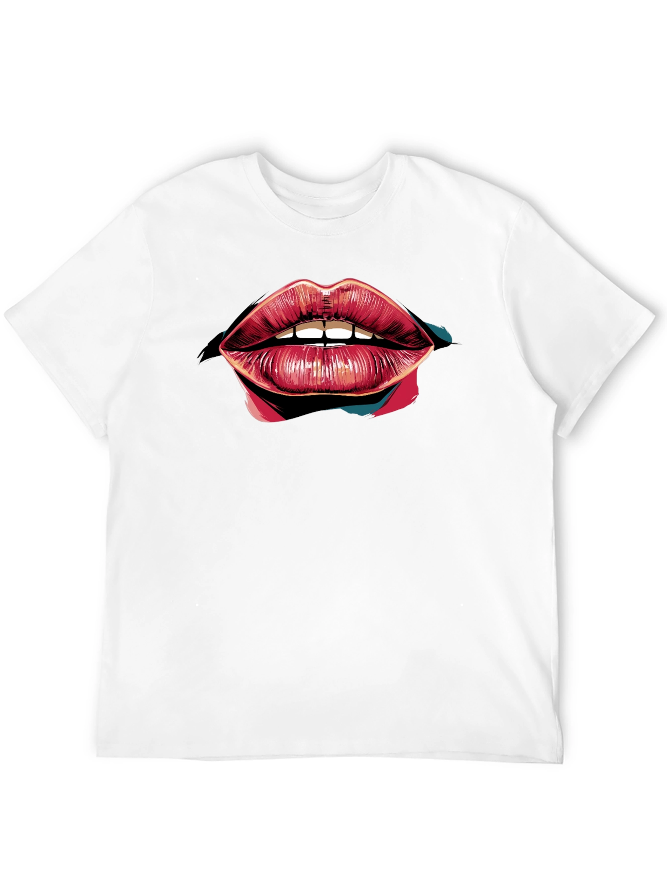Black Bold Lips Graphic Black T-Shirt view 12