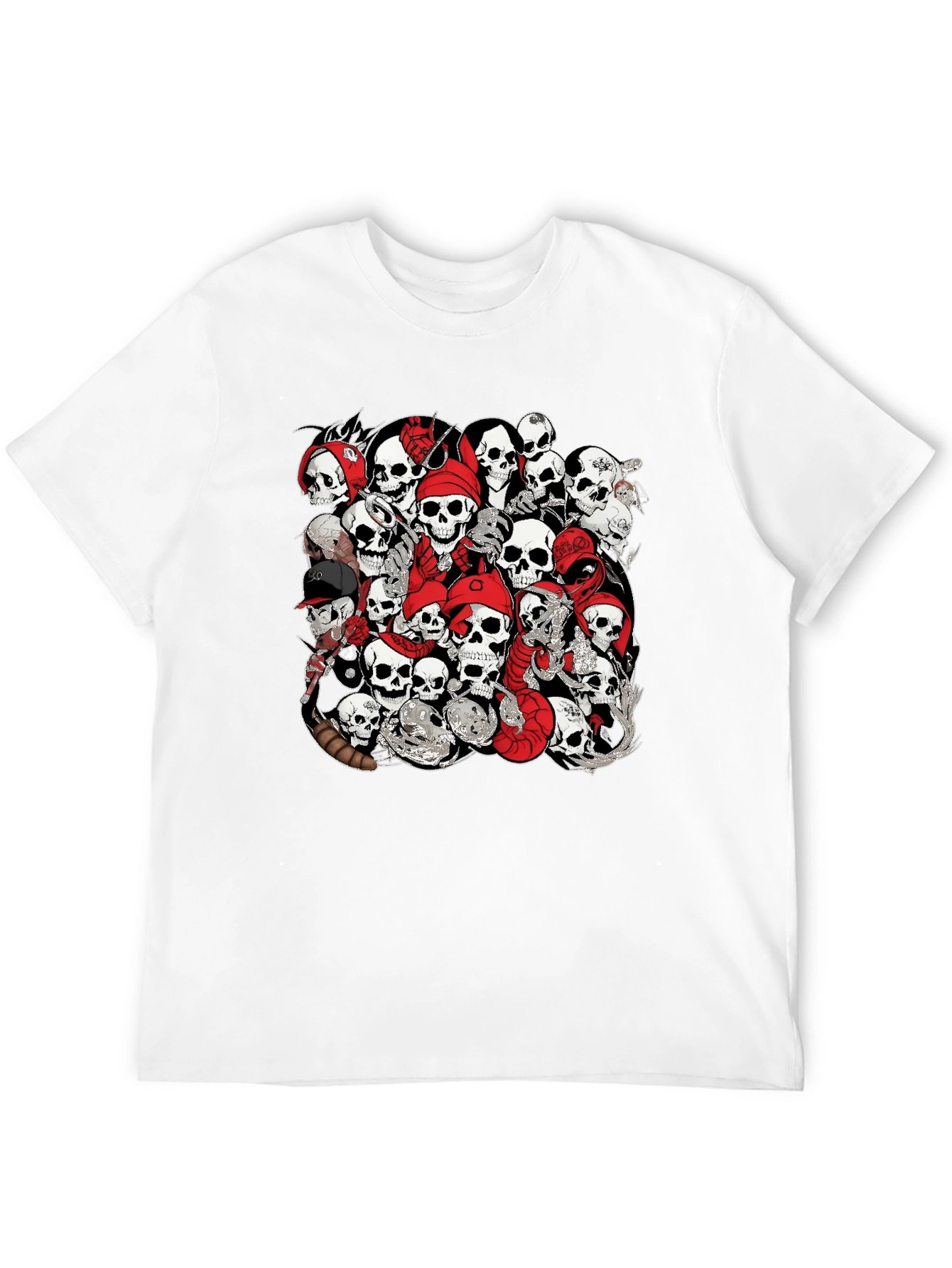 Black Skull Pile Graphic Tee - Bold Black T-Shirt view 12