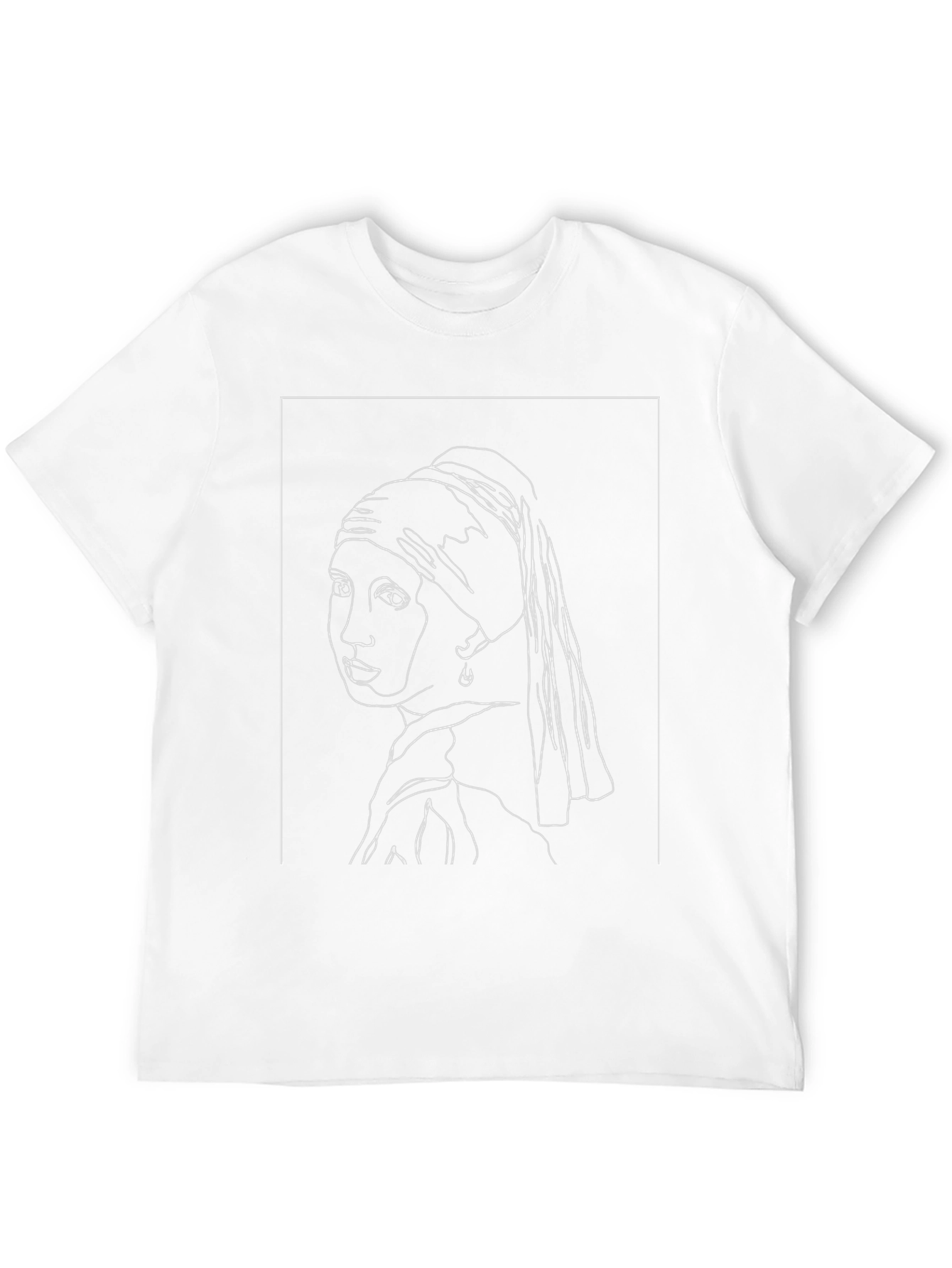 Black Girl with a Pearl Earring Line Art Black T-Shirt view 12