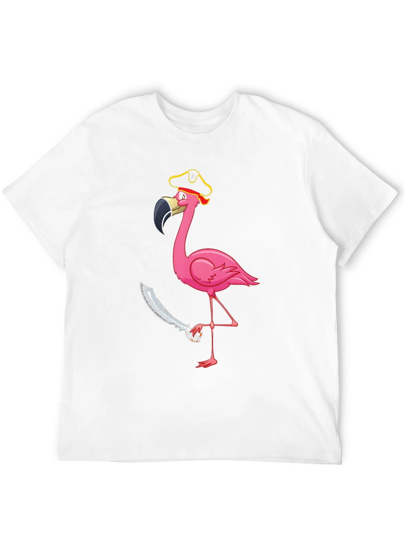 Black Pirate Flamingo Graphic Tee - Men's Black T-Shirt view 12