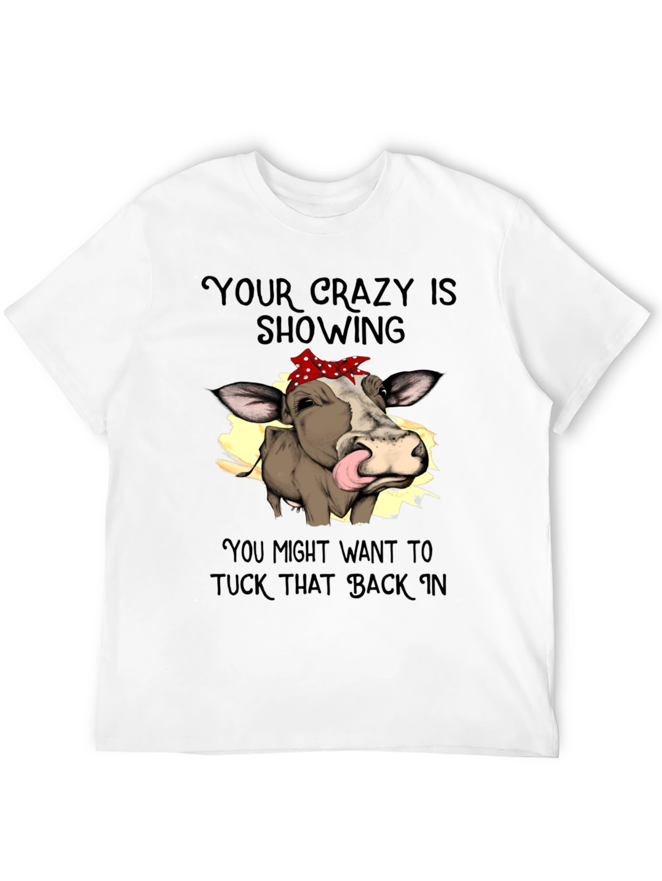 Black Crazy Cow Tongue Out T-Shirt view 12