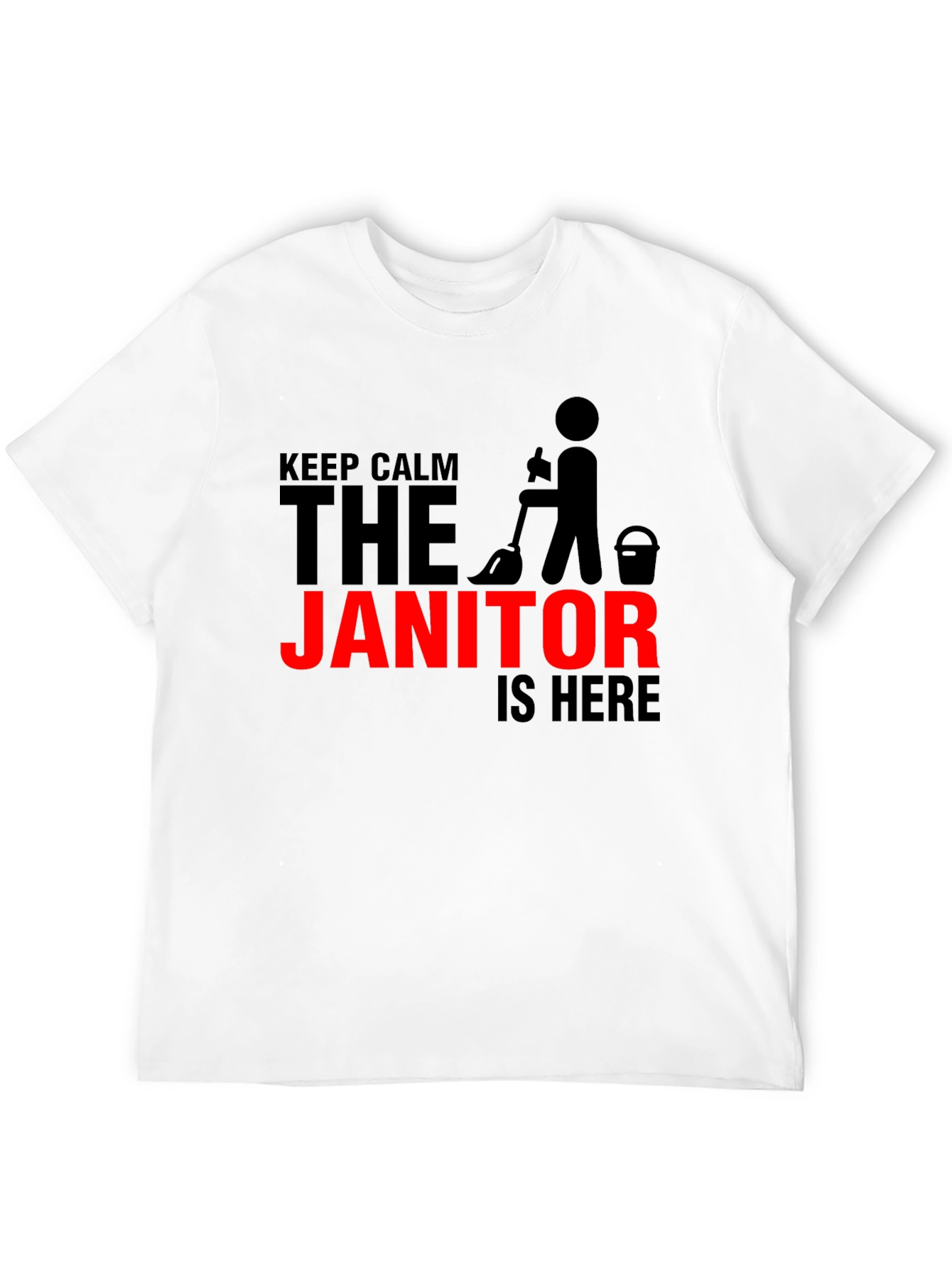 Black Keep Calm Janitor T-Shirt - Funny Cleaning Crew Tee view 12