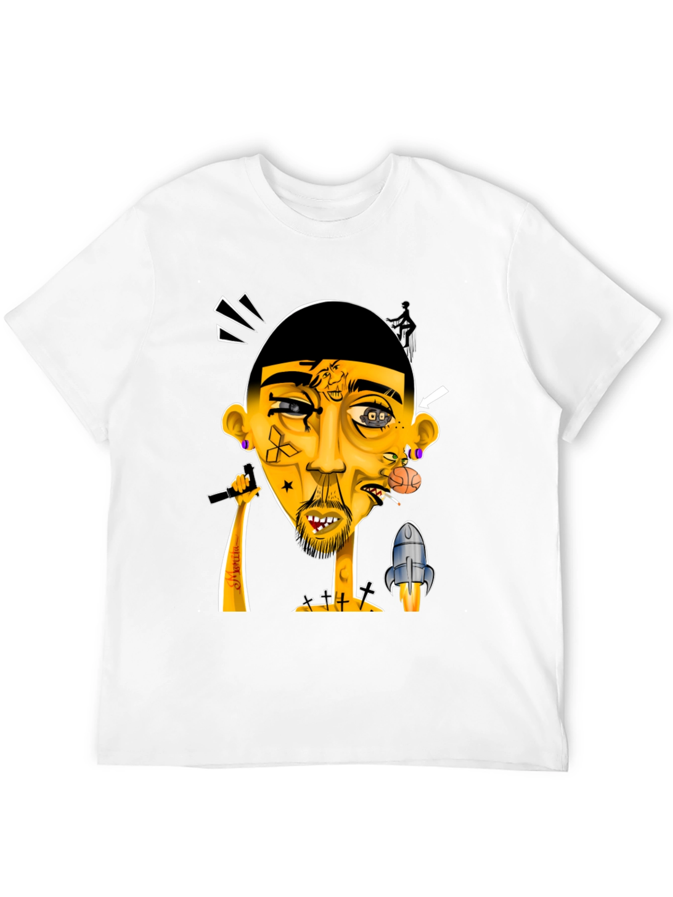 Black Unique Graphic Print Tee - Artistic Design view 12