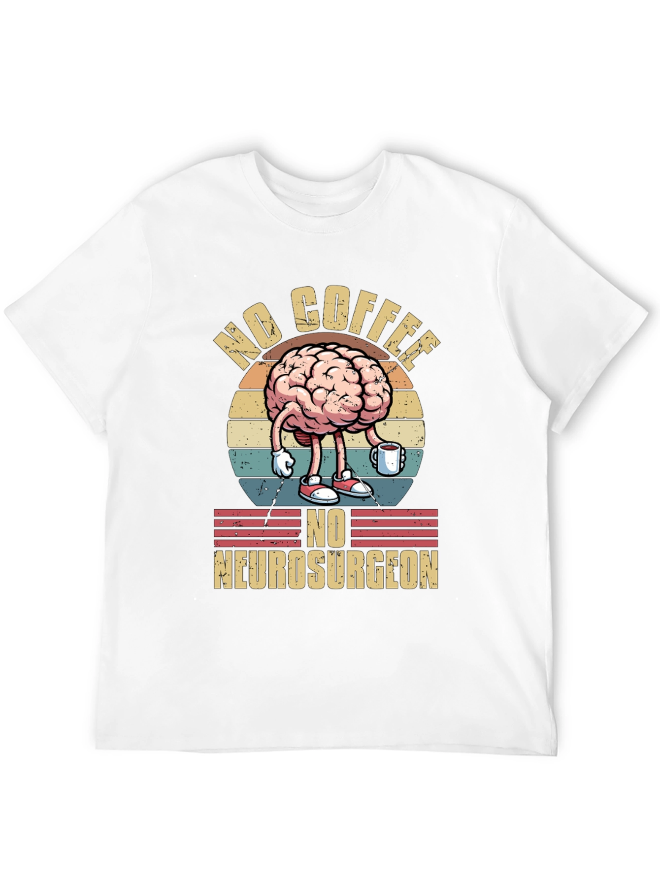 Black Funny Brain No Coffee No Neurosurgeon T-Shirt view 12