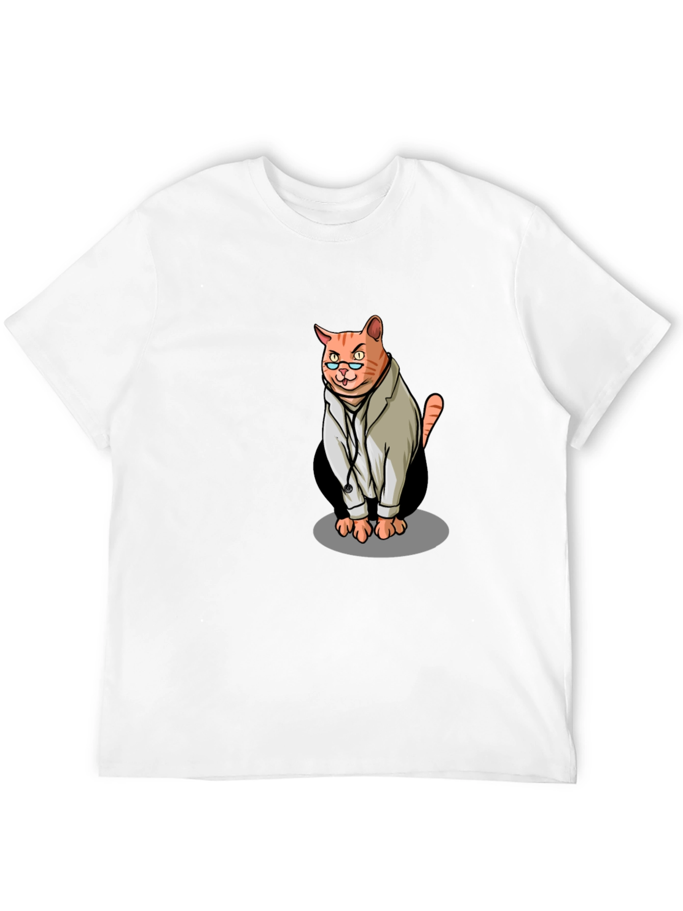 Black Doctor Cat Graphic Tee - Unisex Black T-Shirt view 12