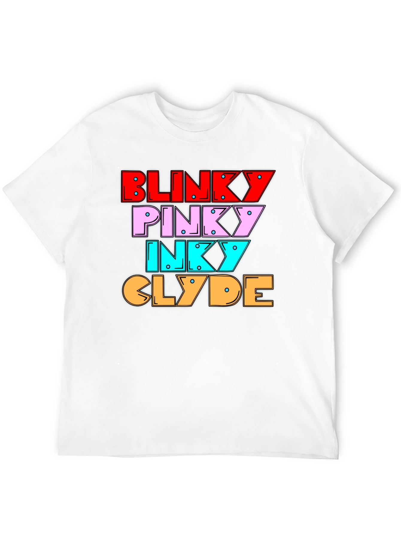 Black Retro Gaming Tee - Blinky, Pinky, Inky, Clyde Shirt view 12