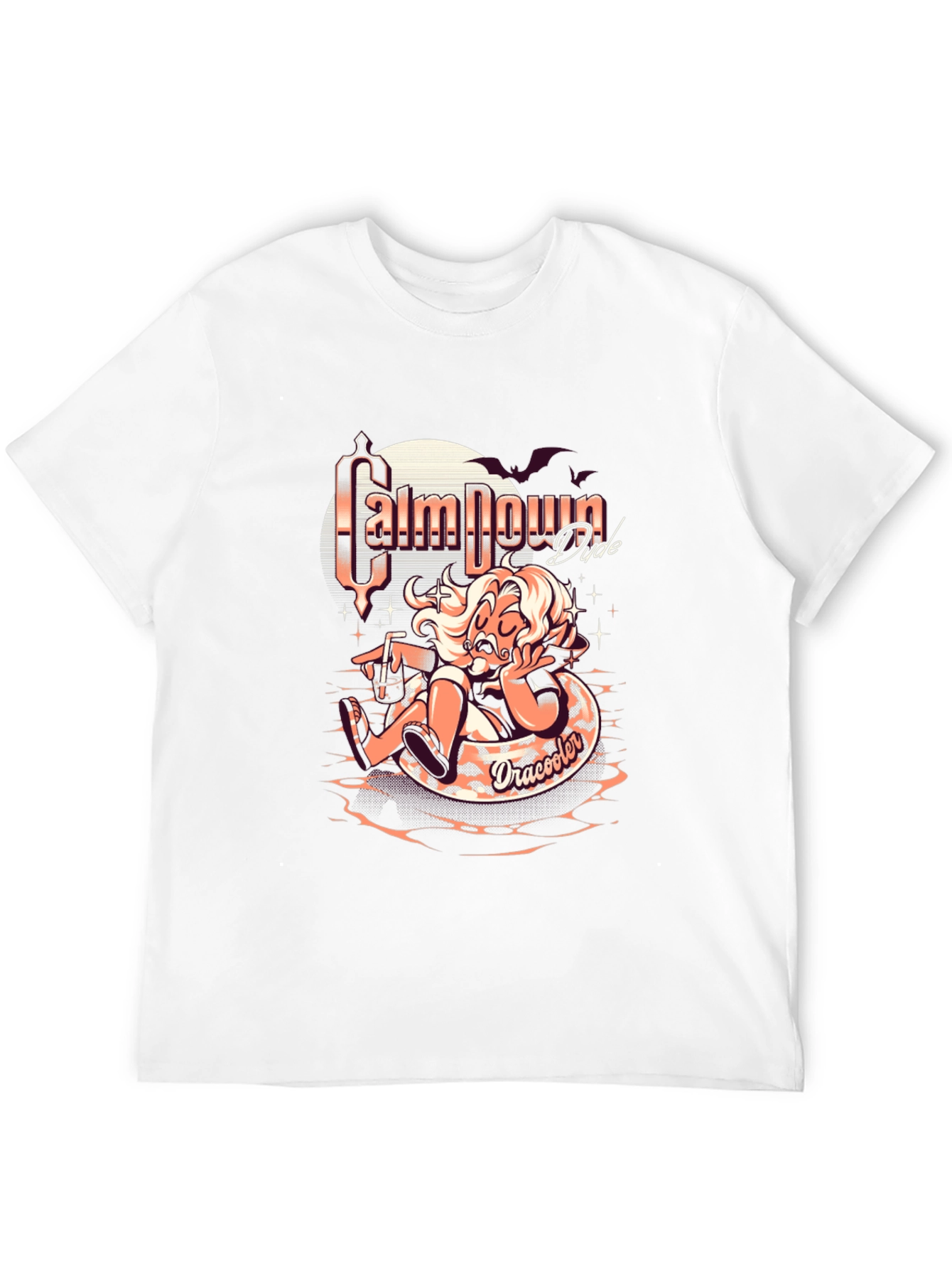 Black Calm Down Dude Dracooler Graphic T-Shirt view 12