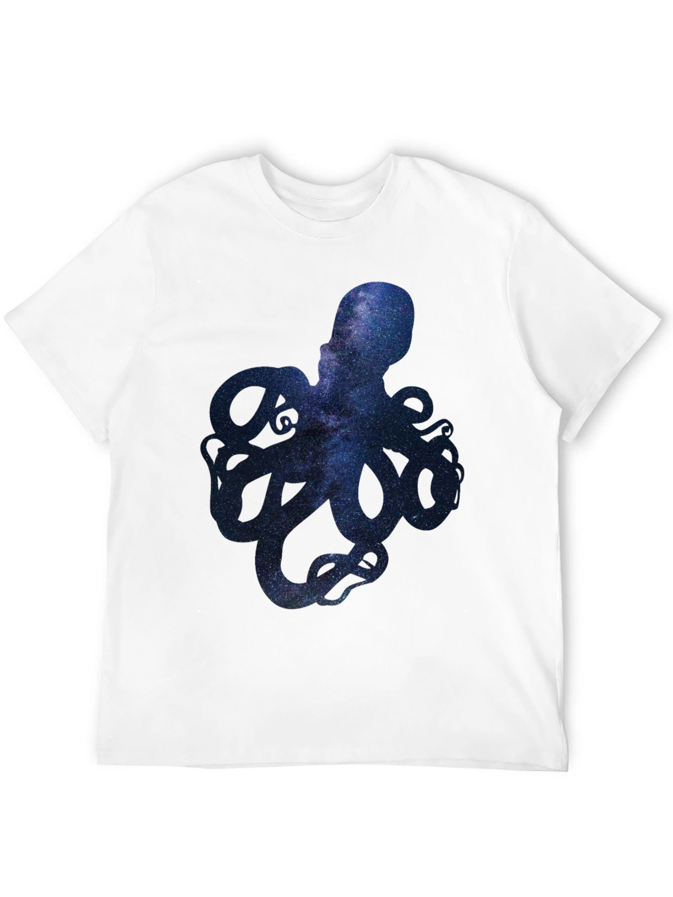 Black Galaxy Octopus Graphic Print Men's T-Shirt view 12