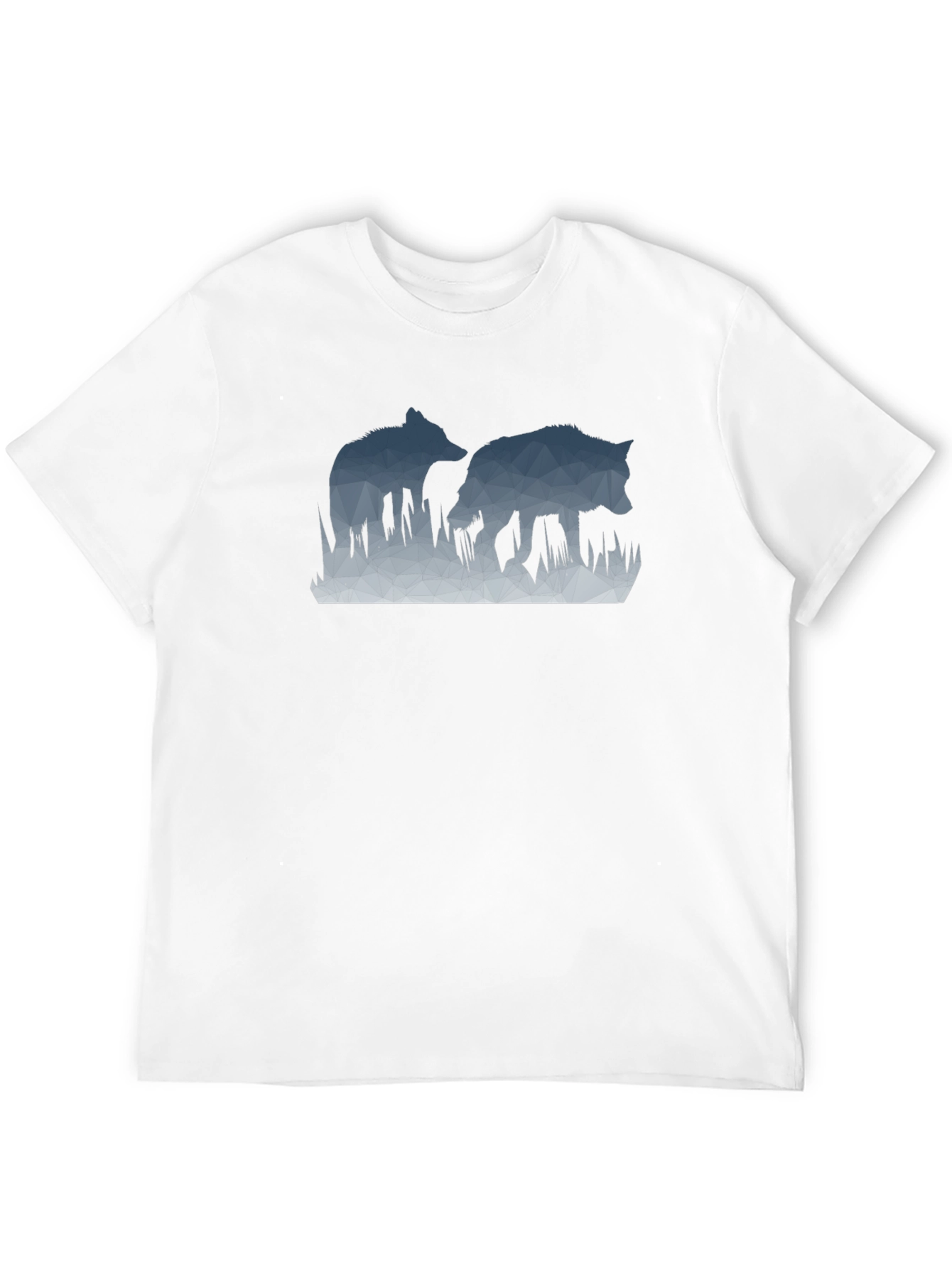 Black Geometric Wolves Graphic Black T-Shirt view 12