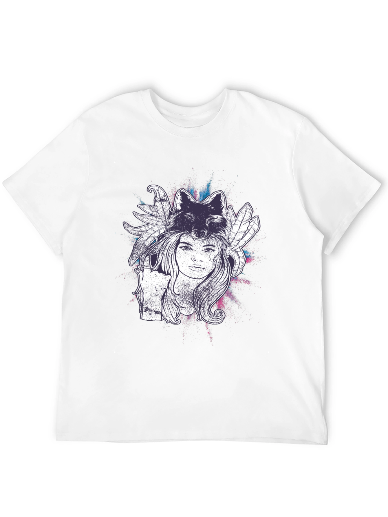 Black Wolf Spirit Graphic Tee - Black Cotton T-Shirt view 12