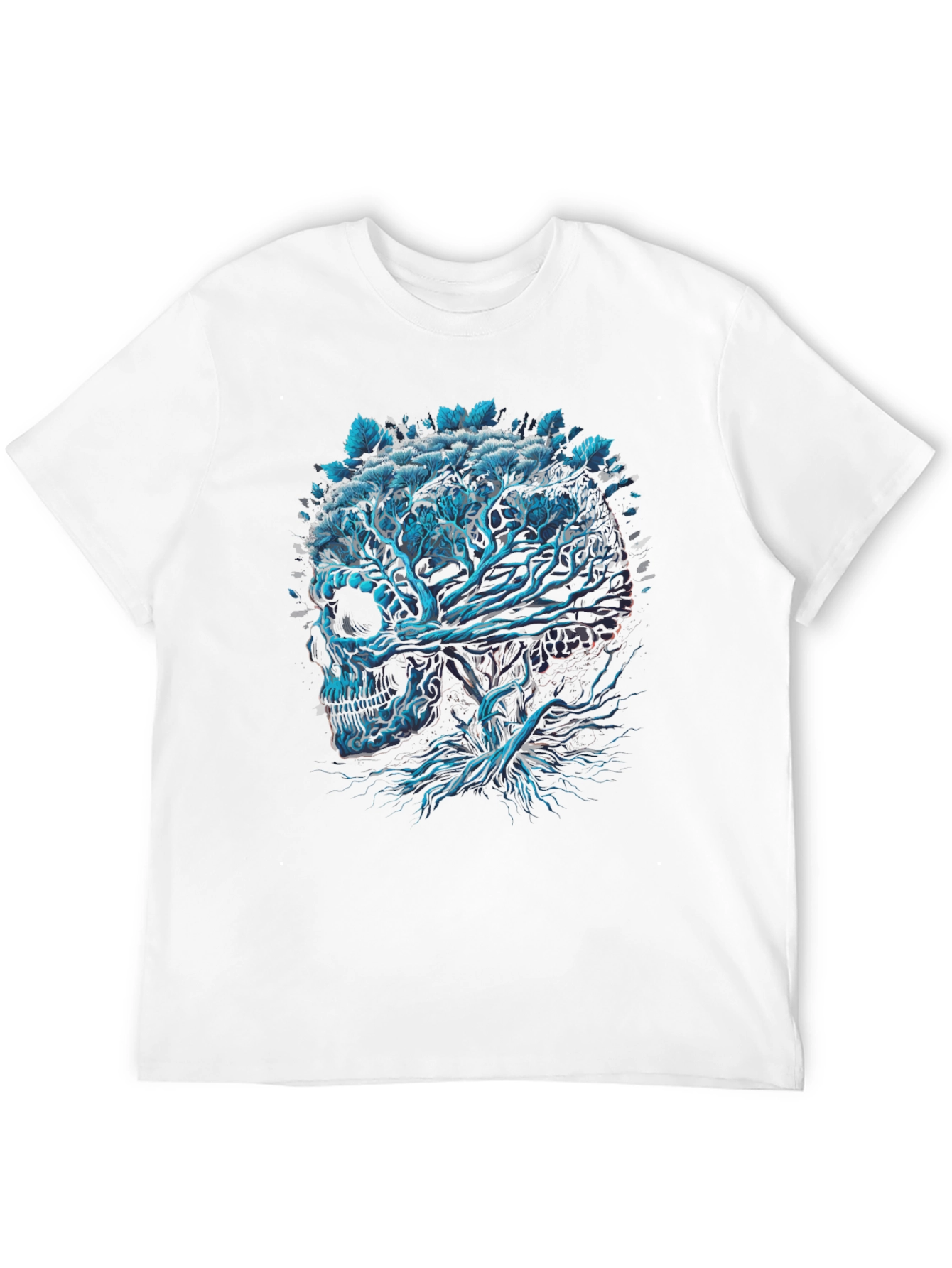 Black Skull Tree Graphic Print Black T-Shirt view 12