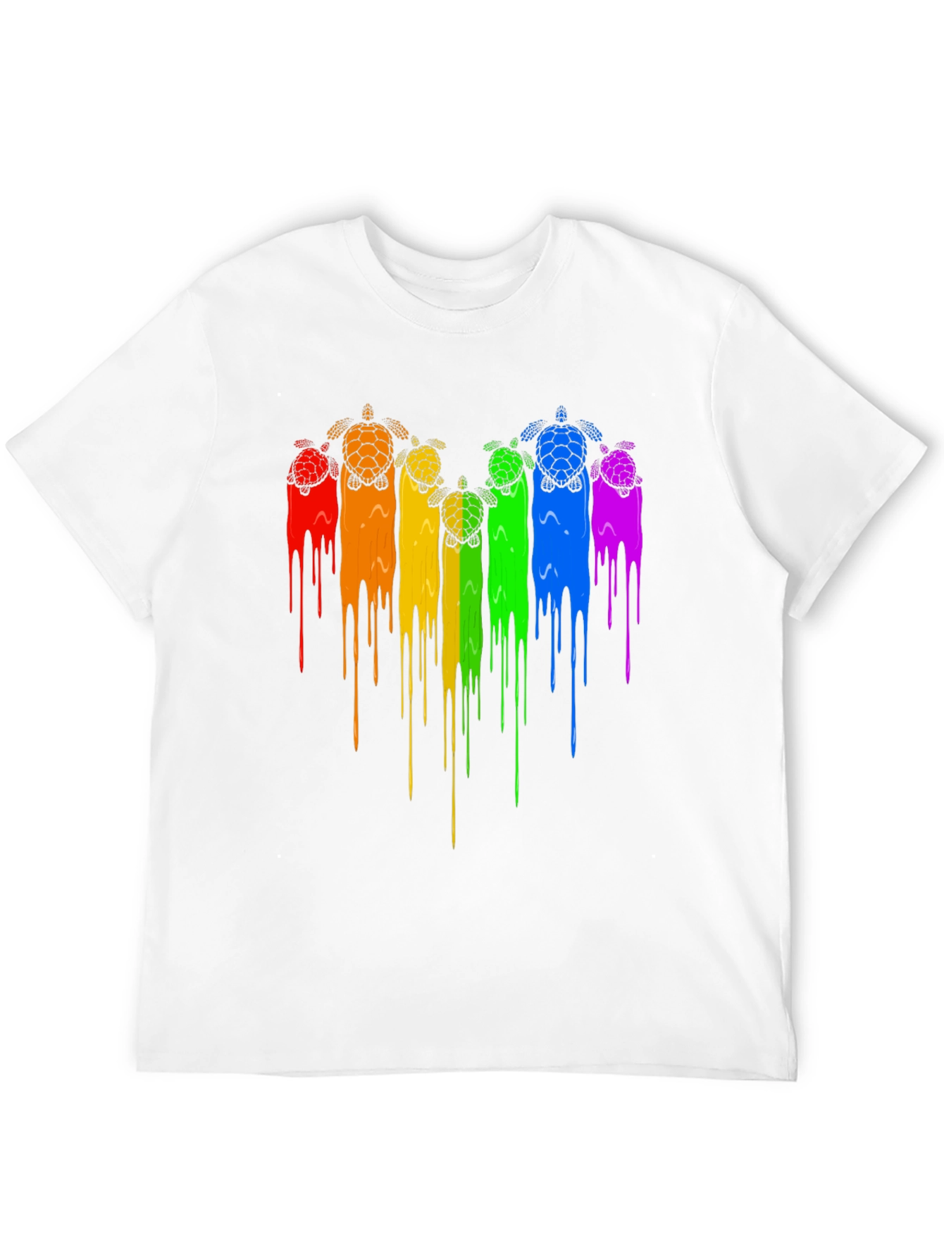 Black Rainbow Turtle Drip Graphic Tee - Black view 12