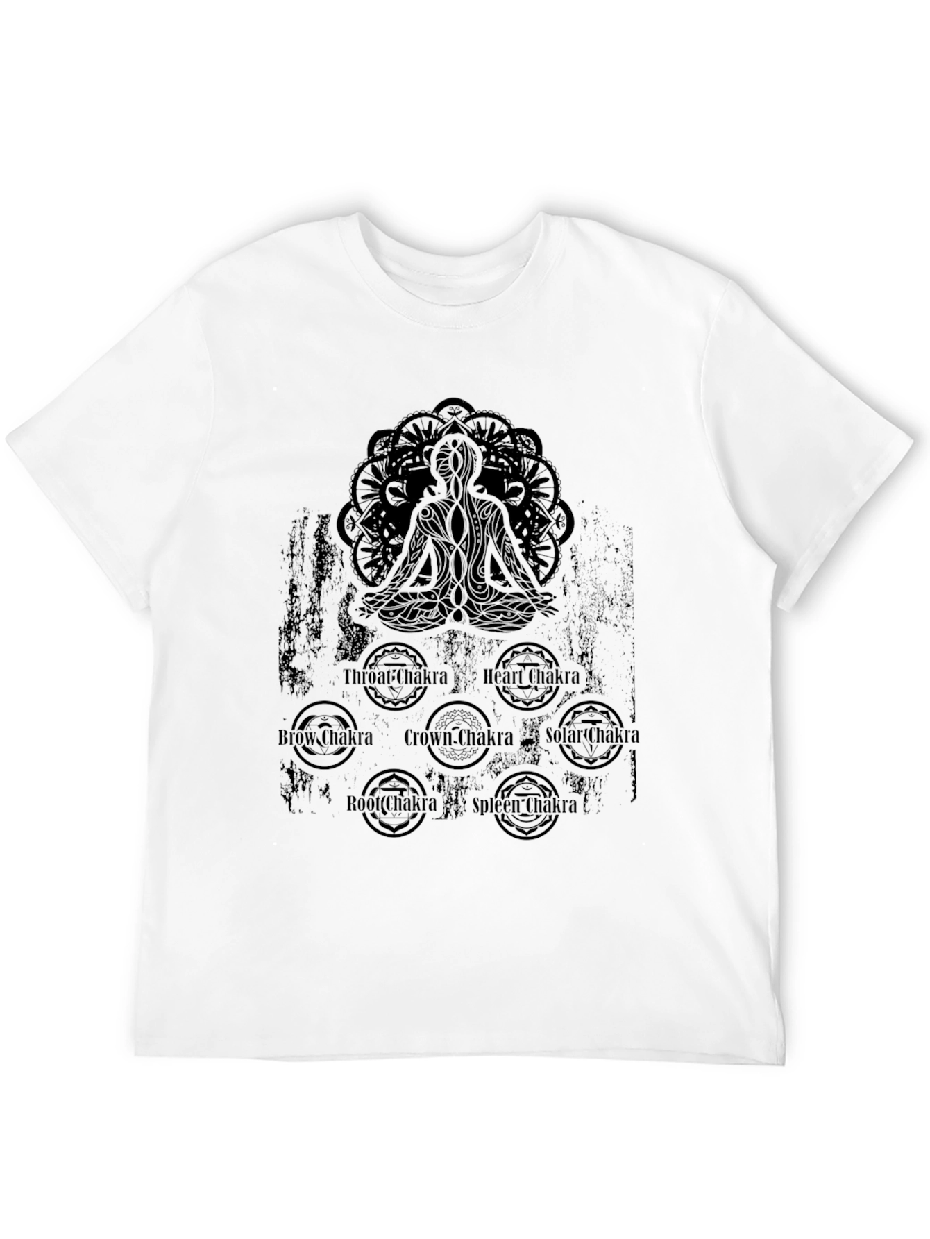 Black Chakra Meditation Graphic Black T-Shirt view 12
