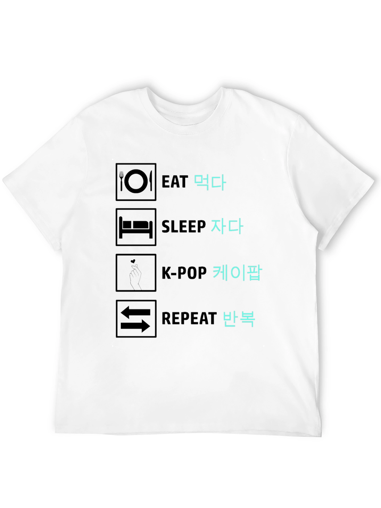 Black Eat Sleep K-Pop Repeat Graphic Tee view 12