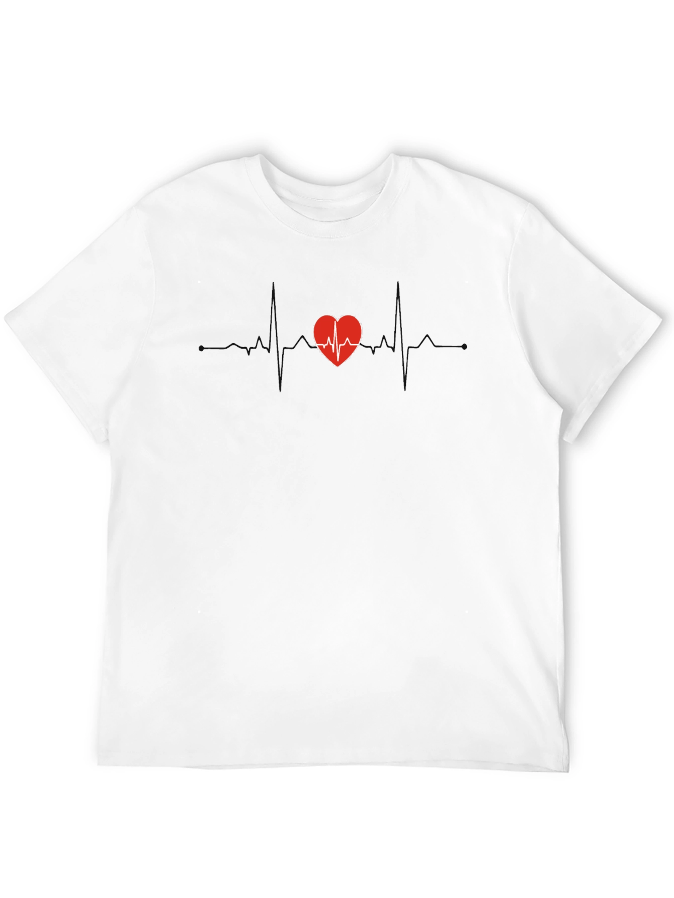 Black Heartbeat Heart T-Shirt - Black Cotton Tee view 12