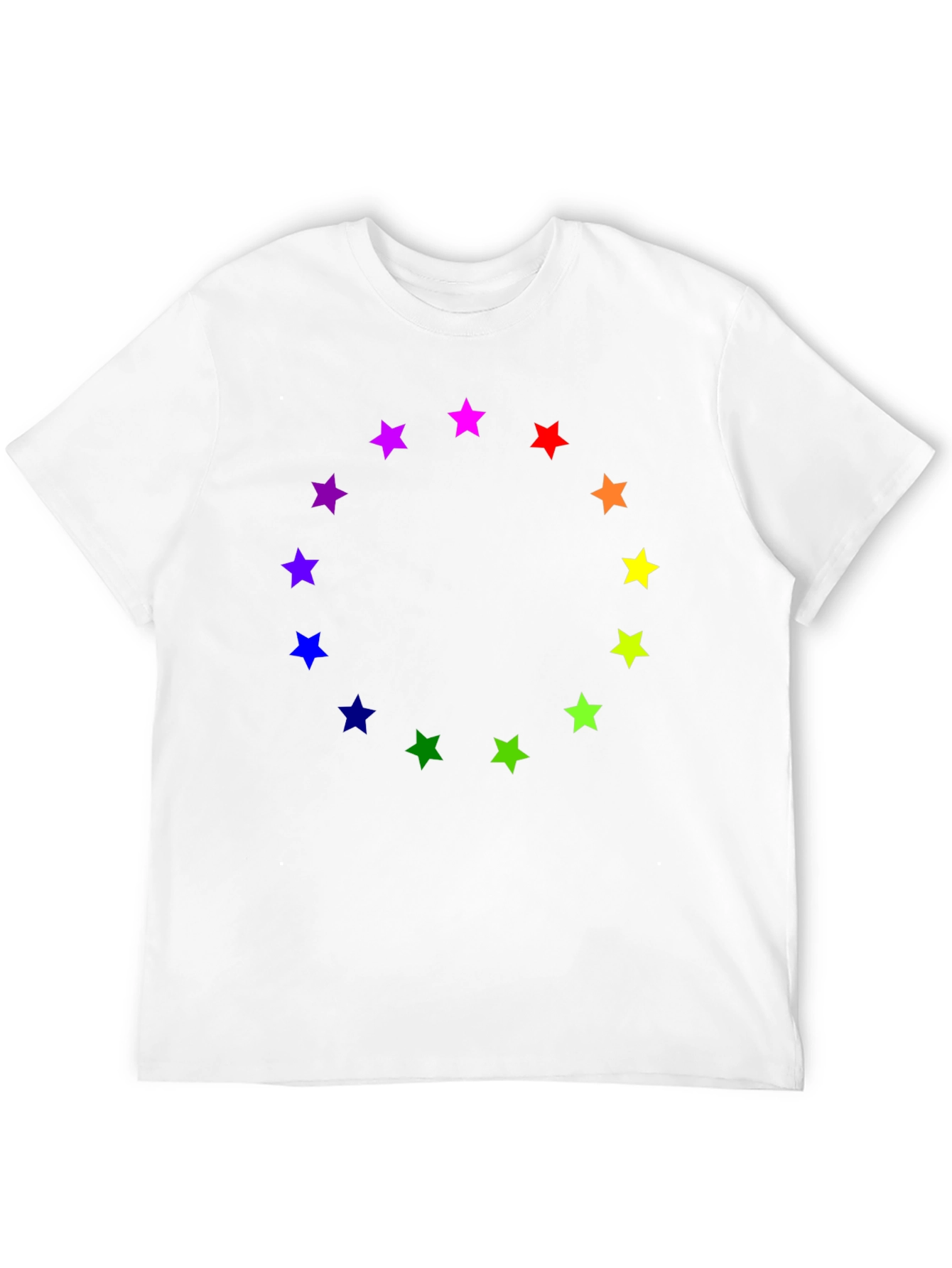 Black Rainbow Star Circle Black T-Shirt view 12