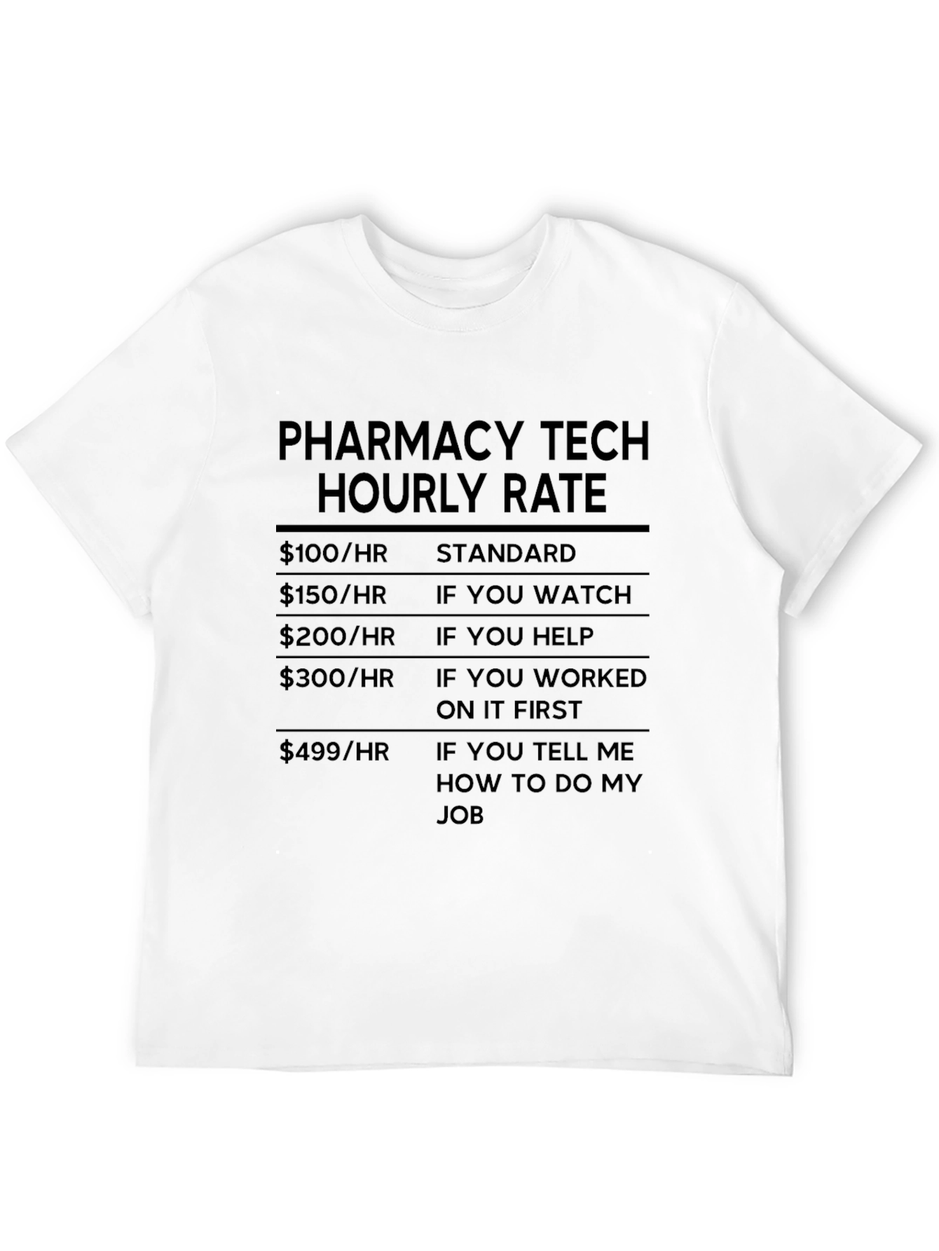Black Pharmacy Tech Hourly Rate T-Shirt view 12