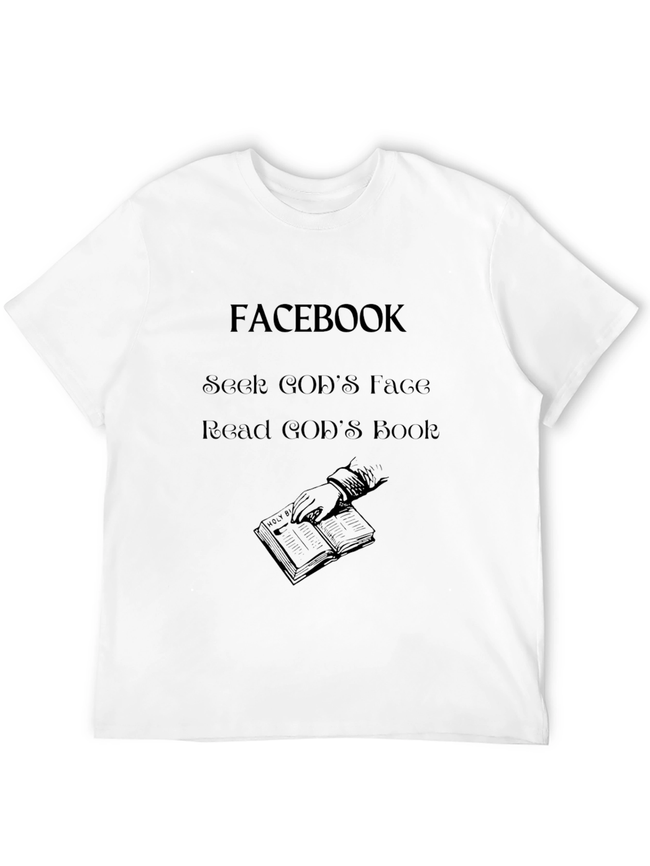 Black Facebook Seek God's Face Read God's Book Black Tee view 12