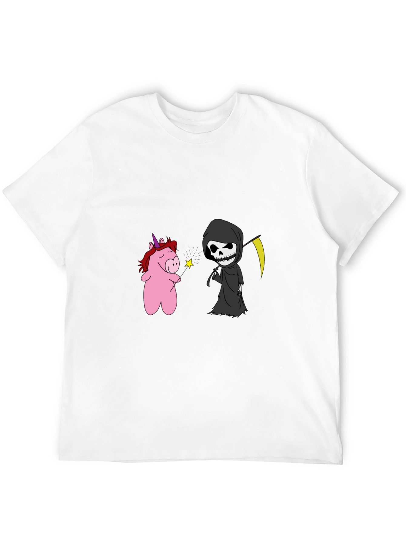 Black Unicorn & Grim Reaper Graphic Tee - Black Cotton Blend view 12